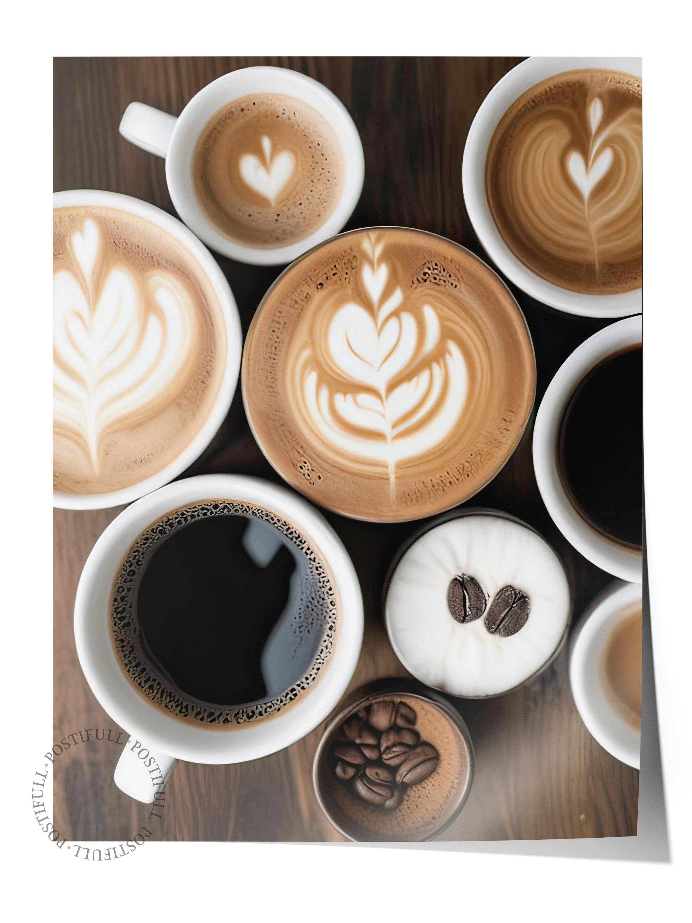 Coffee Varieties Poster, Çerçevesiz Duvar Posteri, Dikey Duvar Tablosu Comfort Serisi NO:108401