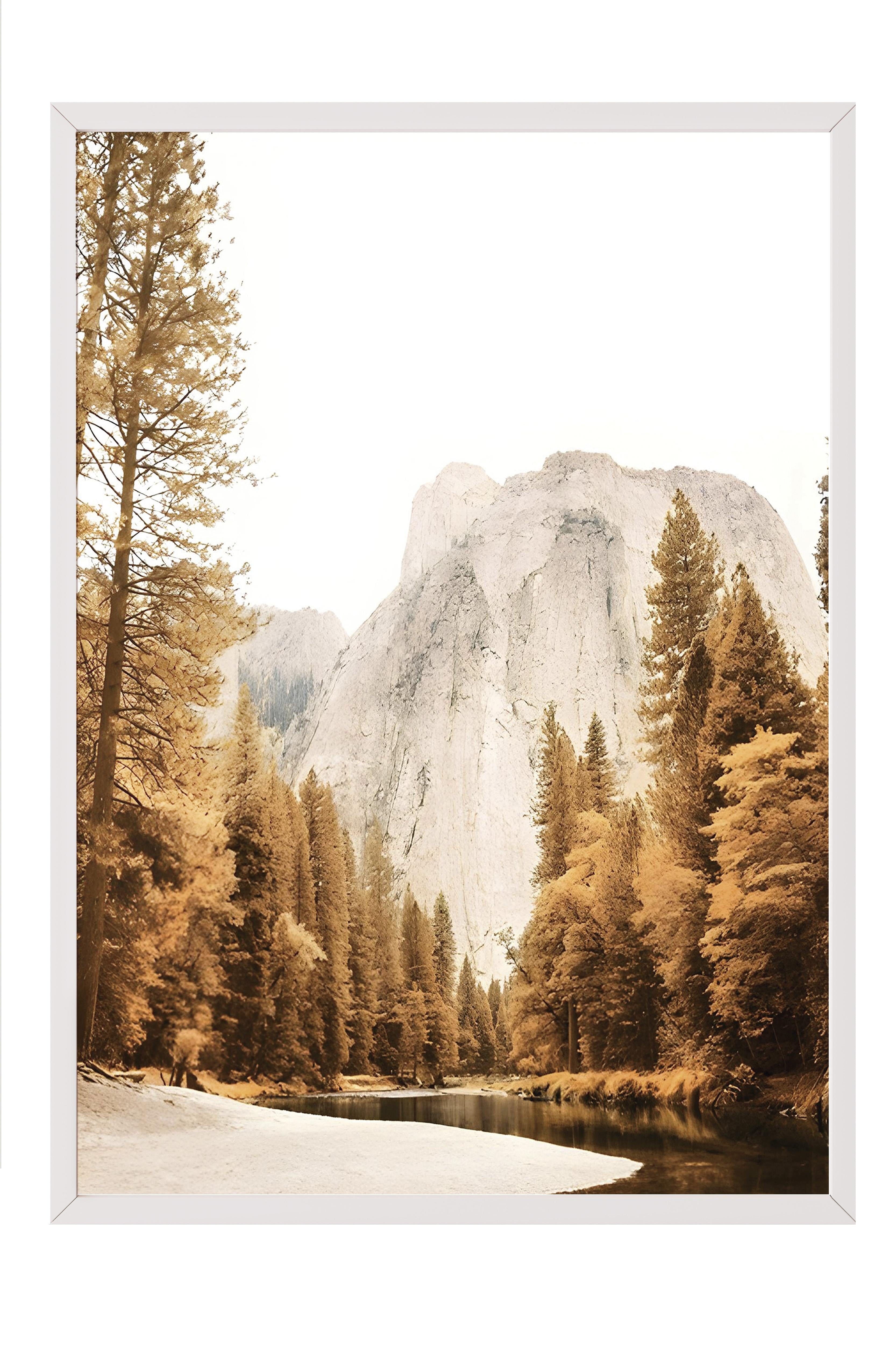 Colourful Yosemite Çerçeveli Tablo, Beyaz Çerçeve ve Poster, Duvar Tablosu Comfort Serisi NO:108346