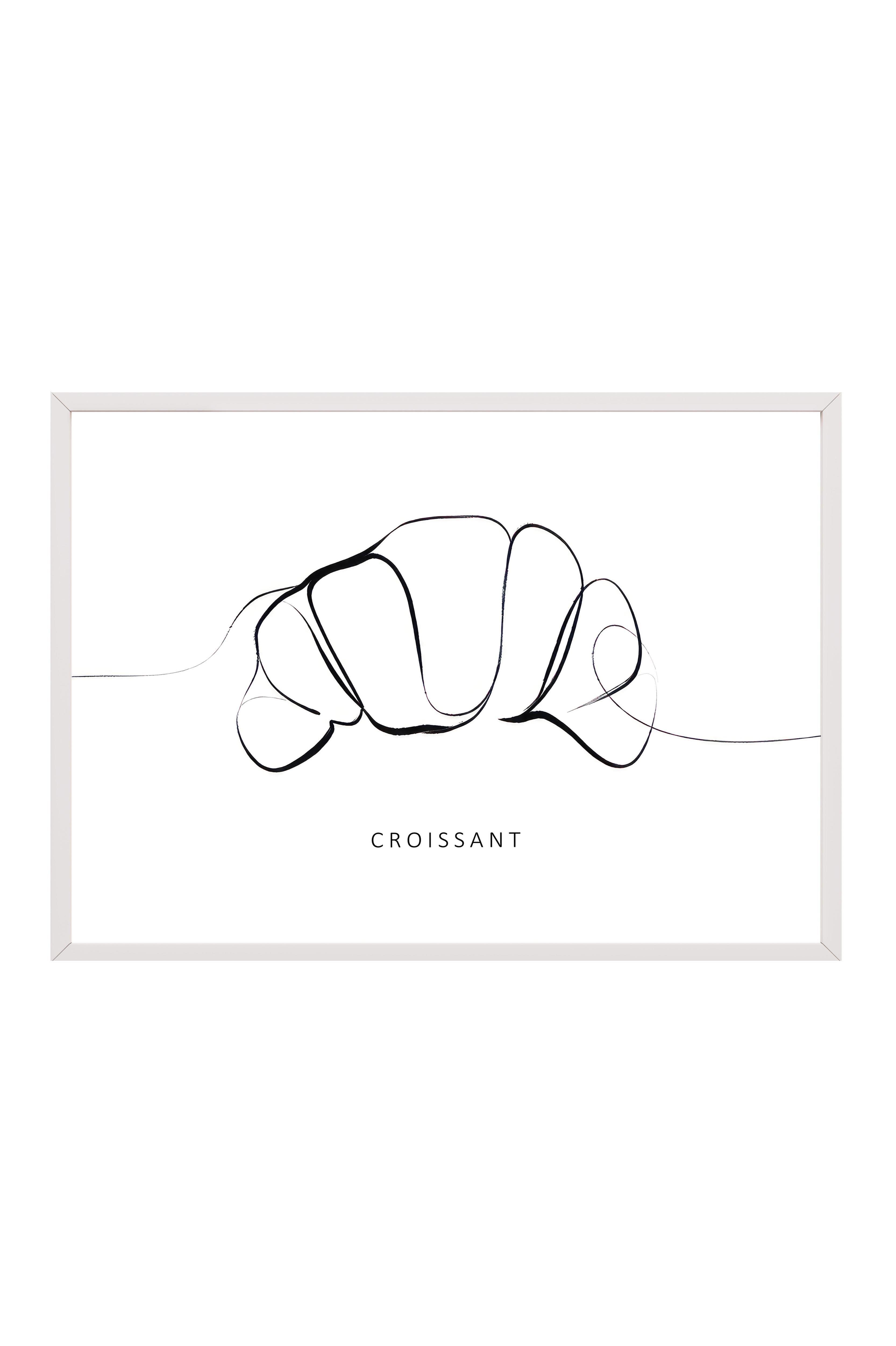 Croissant Line Art Çerçeveli Tablo, Beyaz Çerçeve ve Poster, Duvar Tablosu Comfort Serisi NO:108558