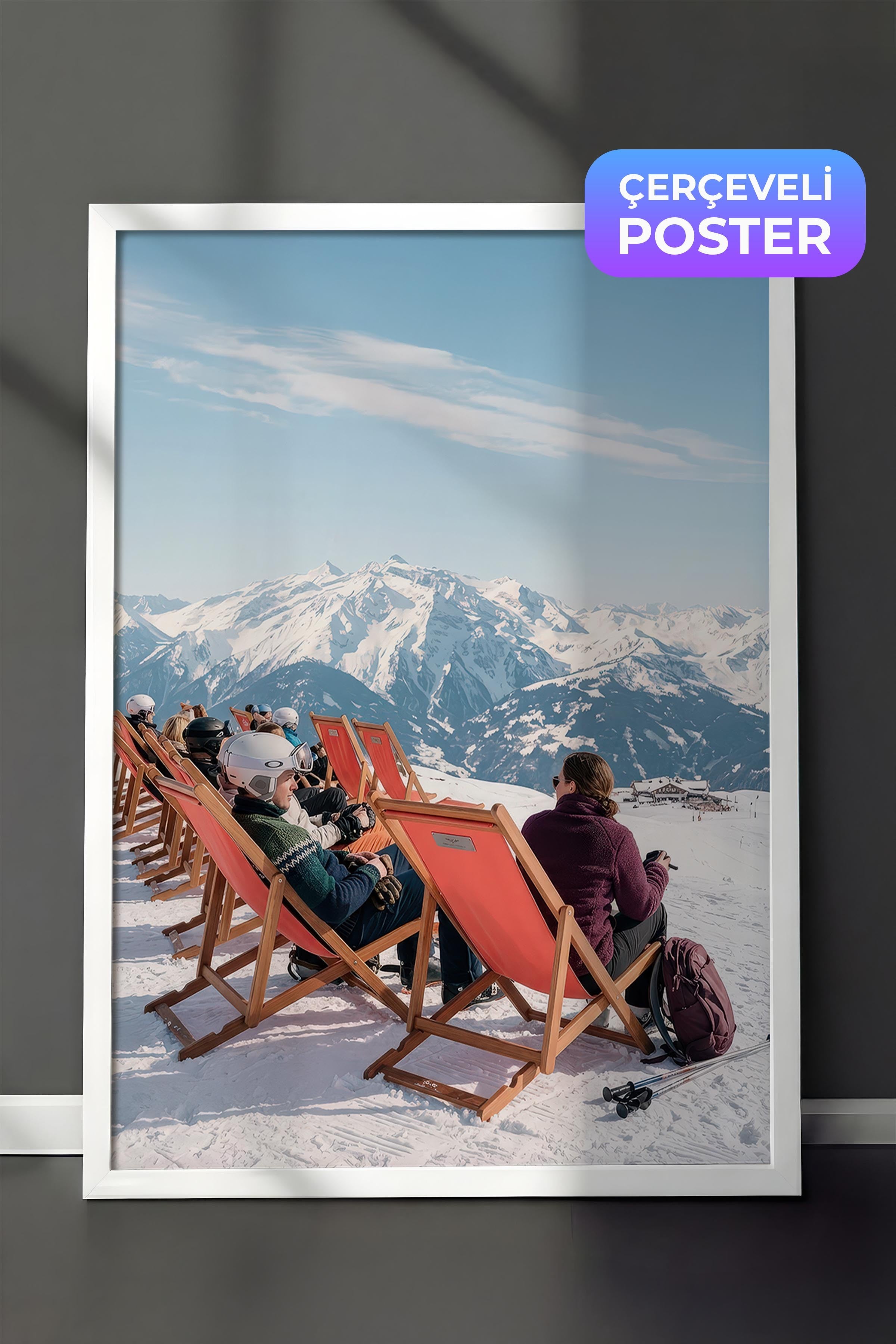 Dağ Manzarası Posteri, Beyaz Çerçeveli Poster, Old Money Serisi, NO:113182