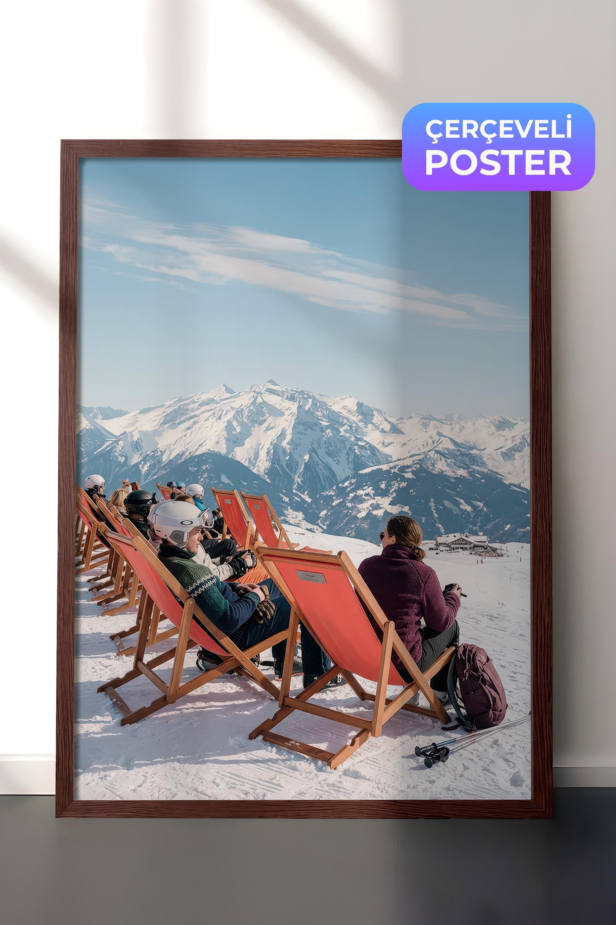 Dağ Manzarası Posteri, Kahverengi Çerçeveli Poster, Old Money Serisi, NO:113182