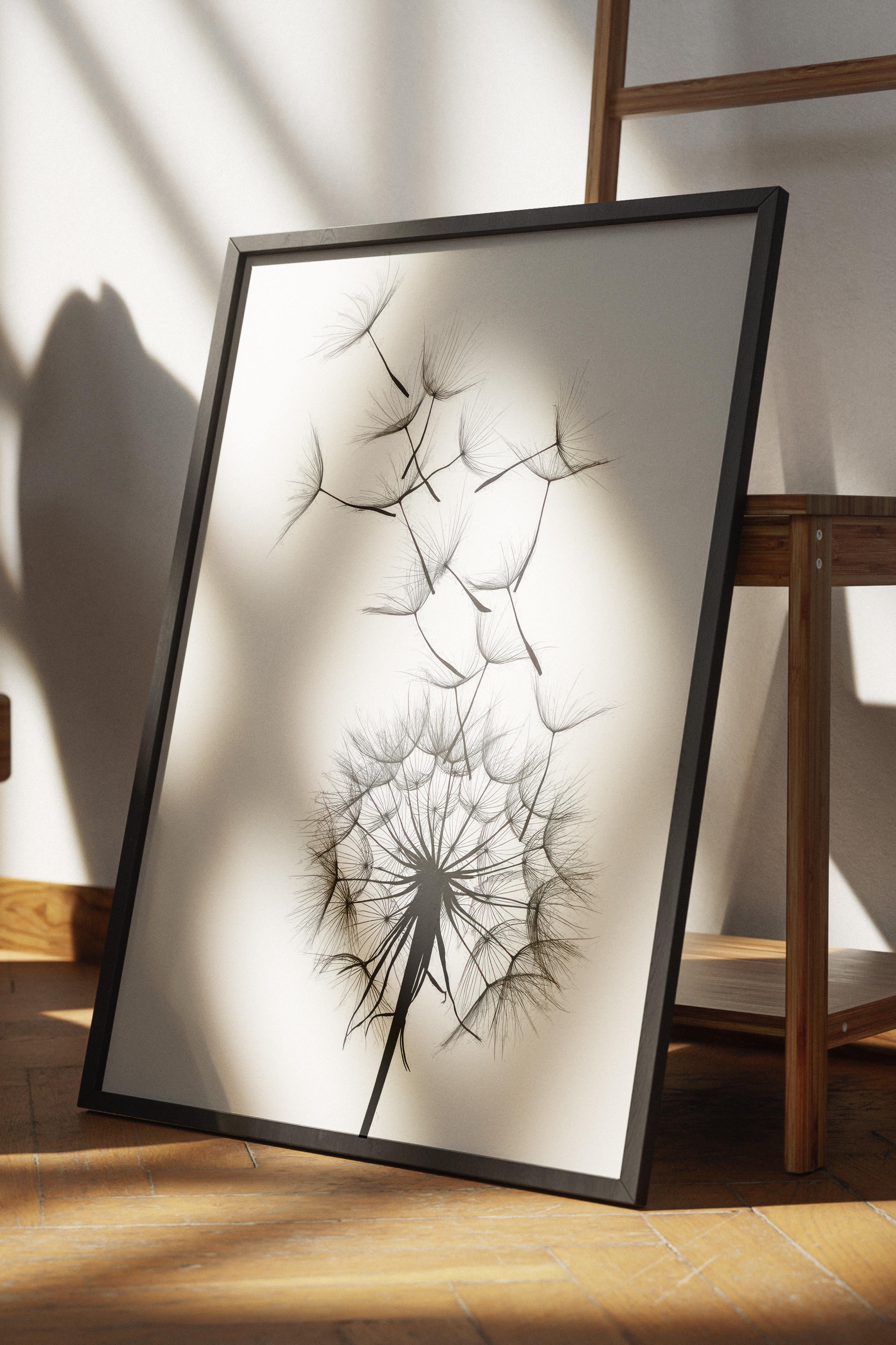 Dandelion wish Çerçeveli Tablo, Siyah Çerçeve ve Poster, Duvar Tablosu Comfort Serisi NO:108520