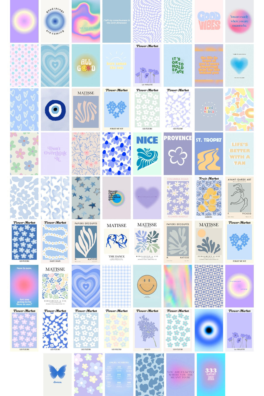 Danish Pastel Poster Seti - Arkası Yapışkanlı Poster Seti - 70 Adet Poster Kolaj Seti - Kutulu Set