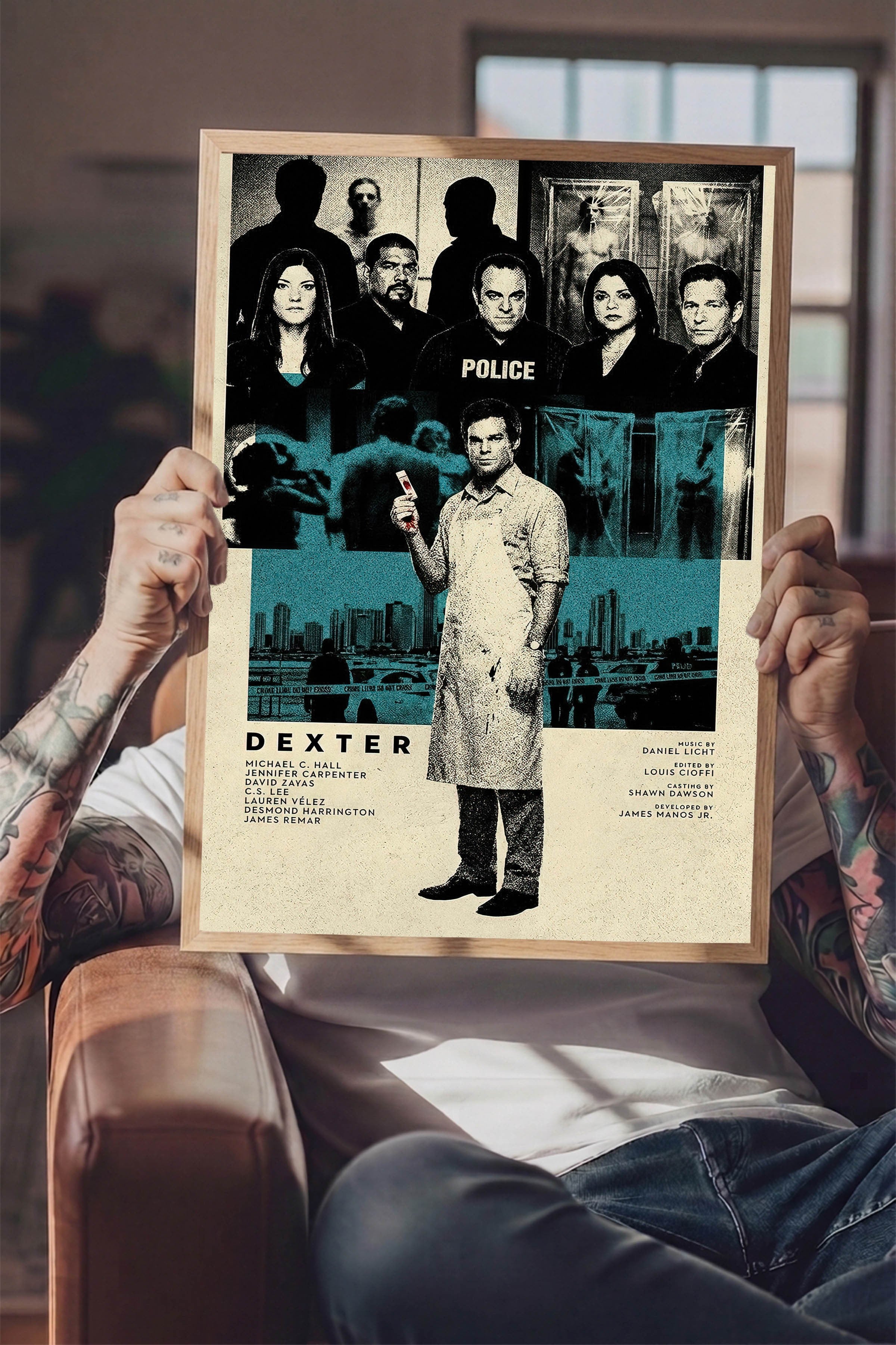 Dexter Ahşap Çerçeveli Poster, Sinema ve Dizi Tablo, Film Dizi Afişleri NO:112776