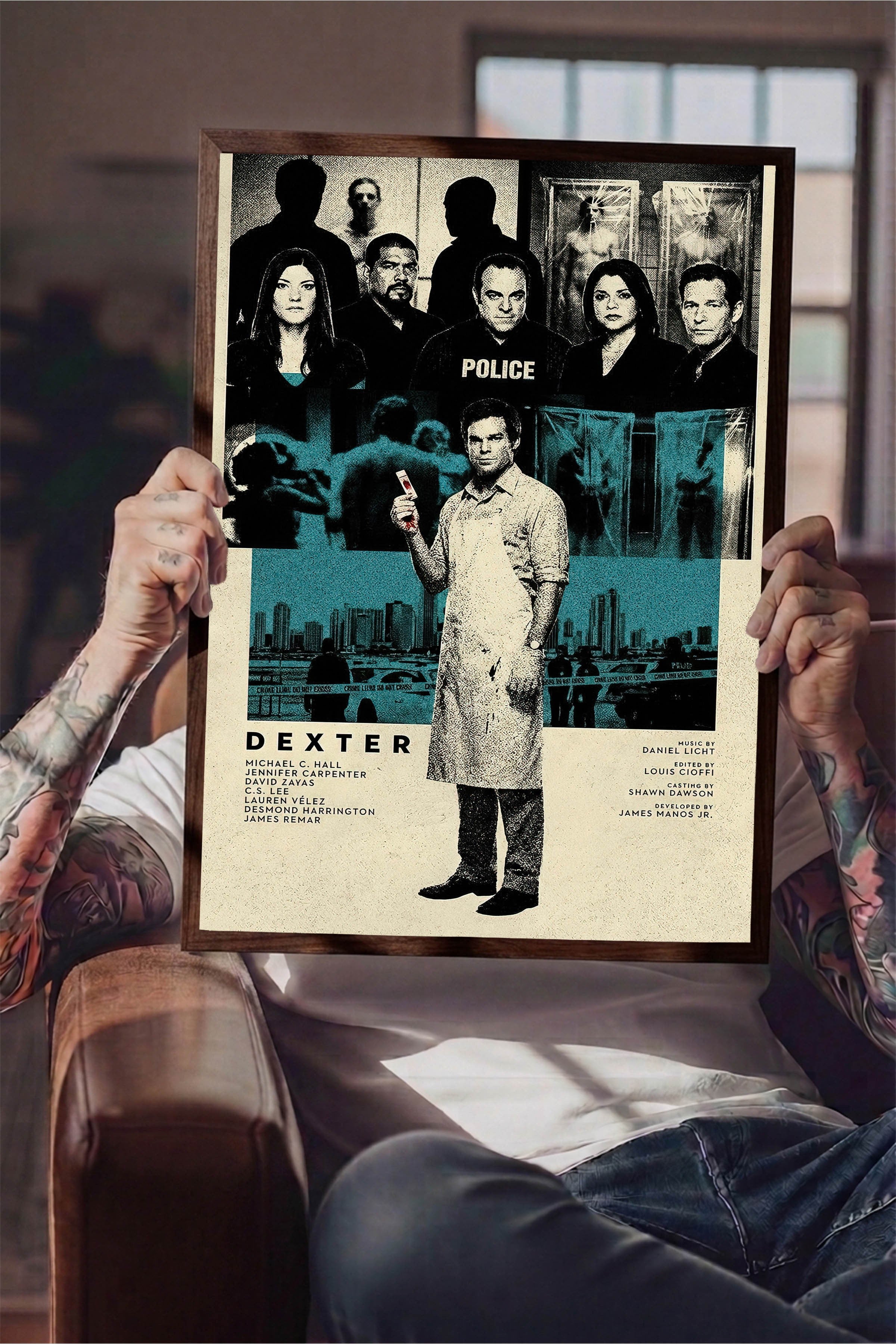 Dexter Kahverengi Çerçeveli Poster, Sinema ve Dizi Tablo, Film Dizi Afişleri NO:112776