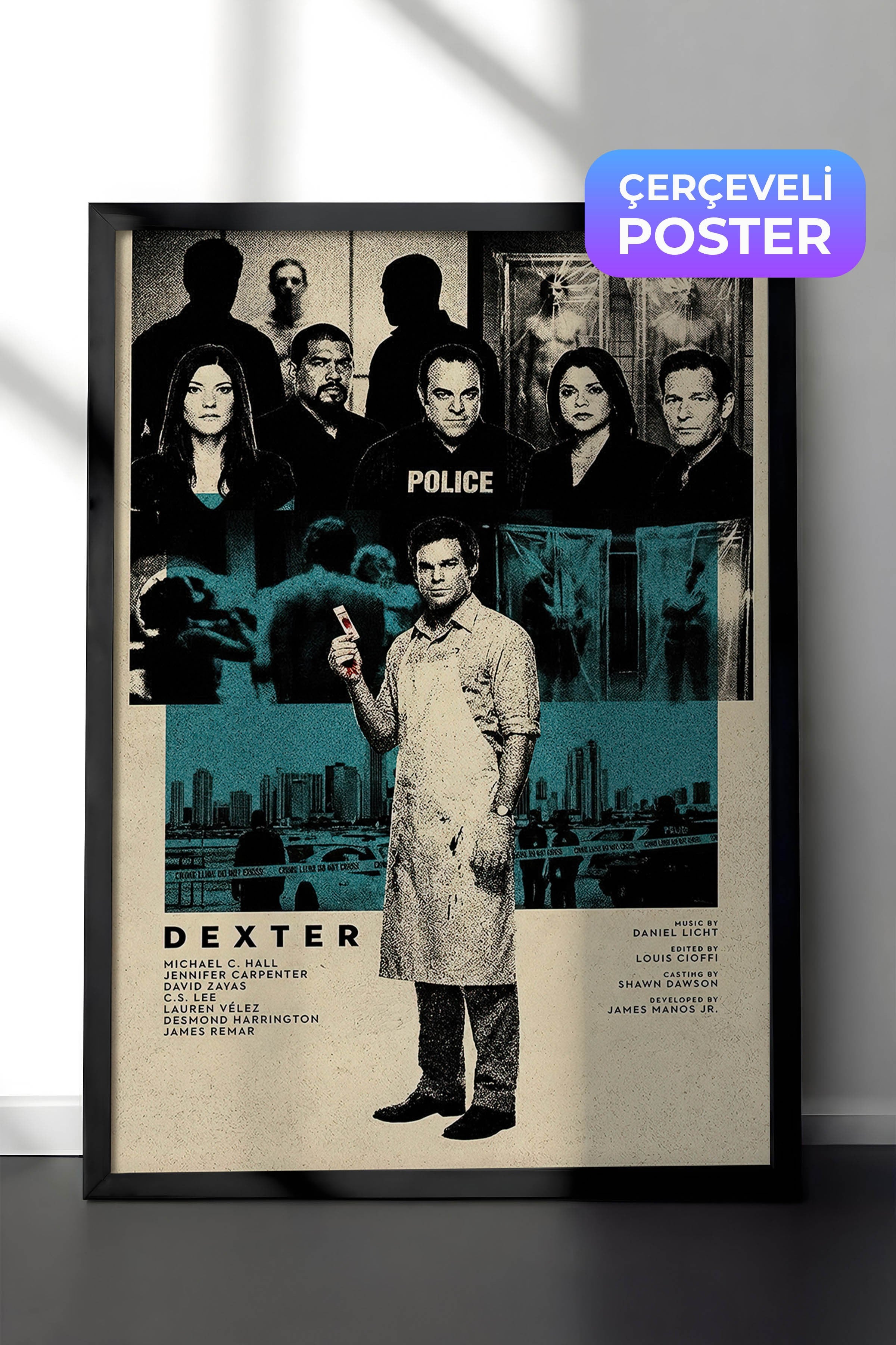 Dexter Siyah Çerçeveli Poster, Sinema ve Dizi Tablo, Film Dizi Afişleri NO:112776