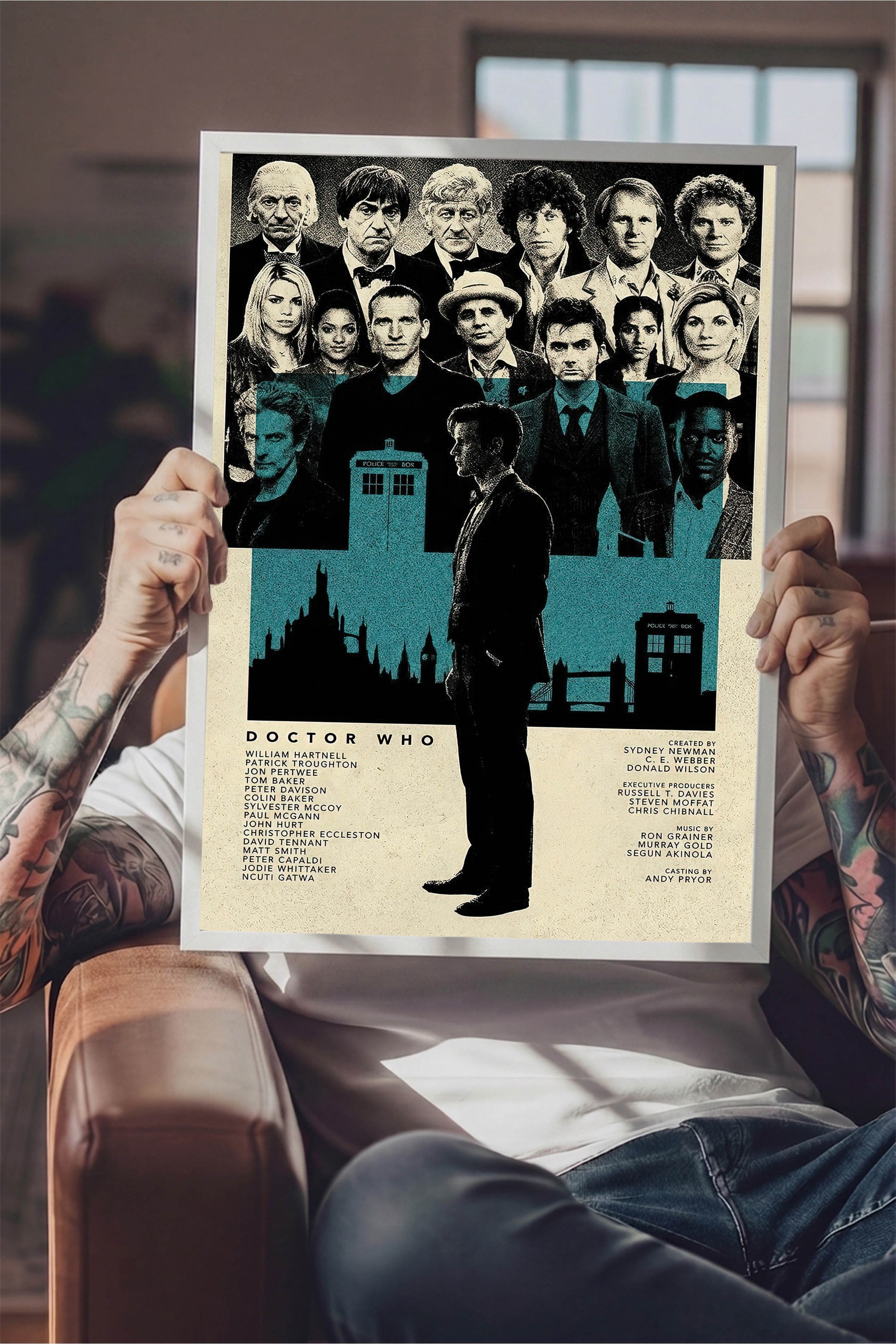 Doctor Who Beyaz Çerçeveli Poster, Sinema ve Dizi Tablo, Film Dizi Afişleri NO:112800