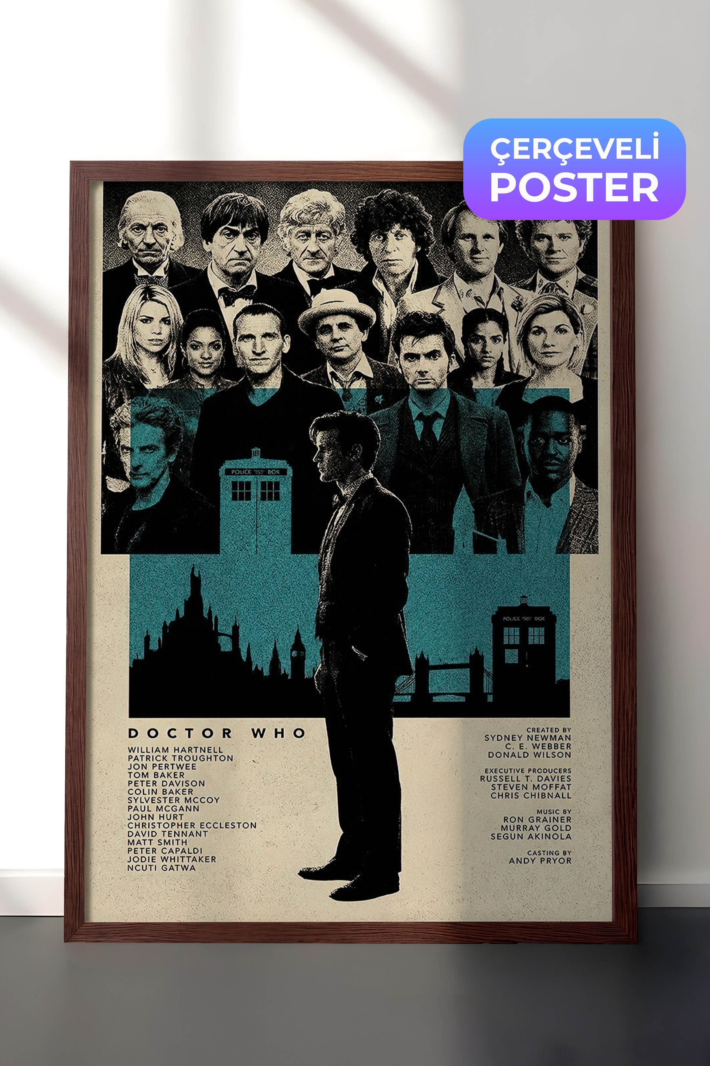 Doctor Who Kahverengi Çerçeveli Poster, Sinema ve Dizi Tablo, Film Dizi Afişleri NO:112800