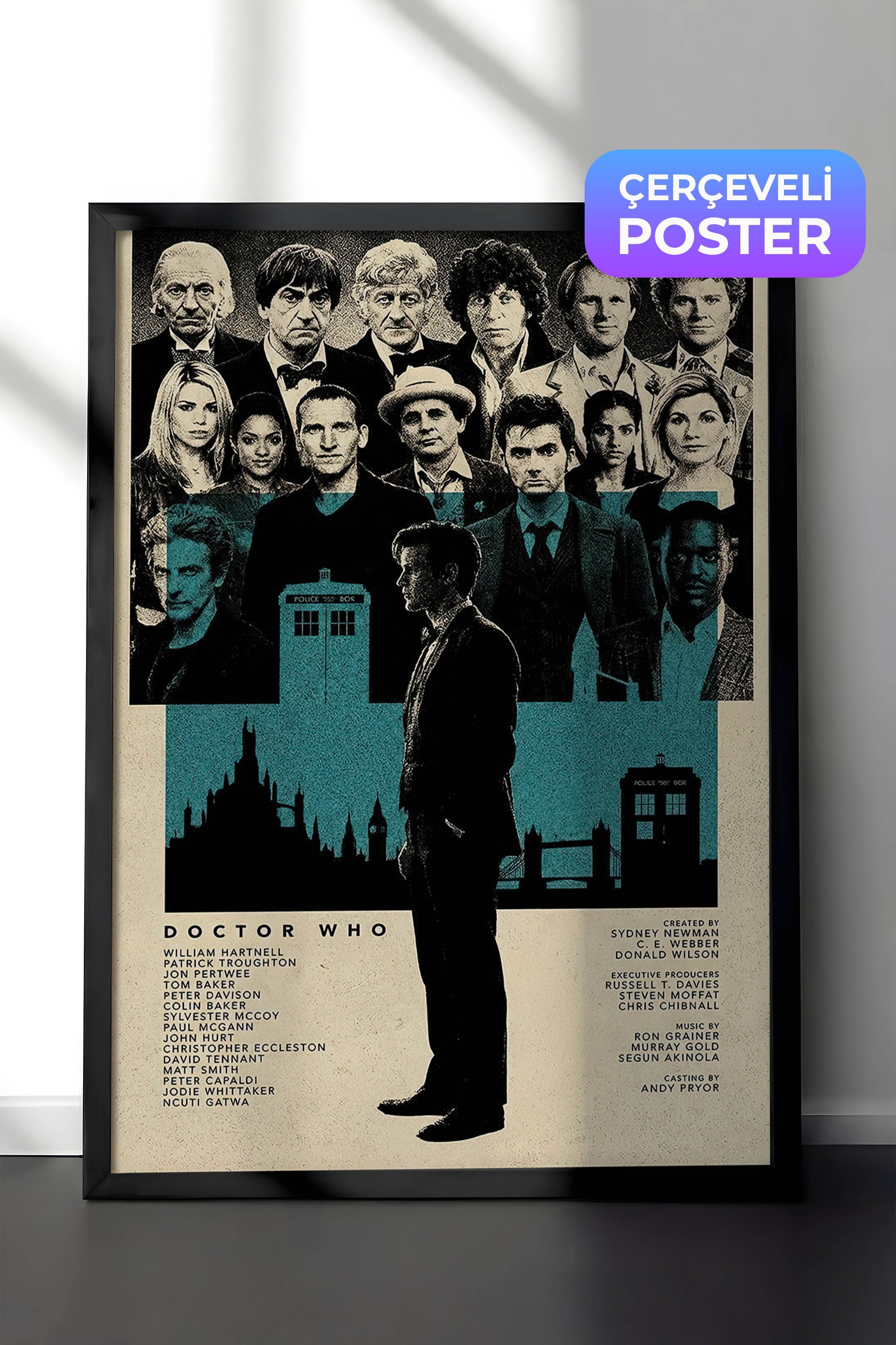 Doctor Who Siyah Çerçeveli Poster, Sinema ve Dizi Tablo, Film Dizi Afişleri NO:112800