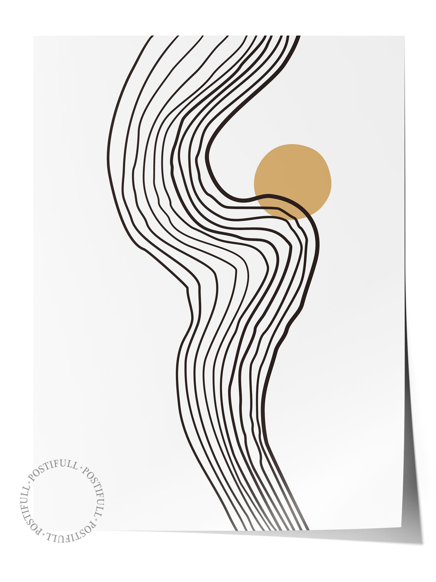 Soyut Çizgiler ve Daire Çerçevesiz Poster