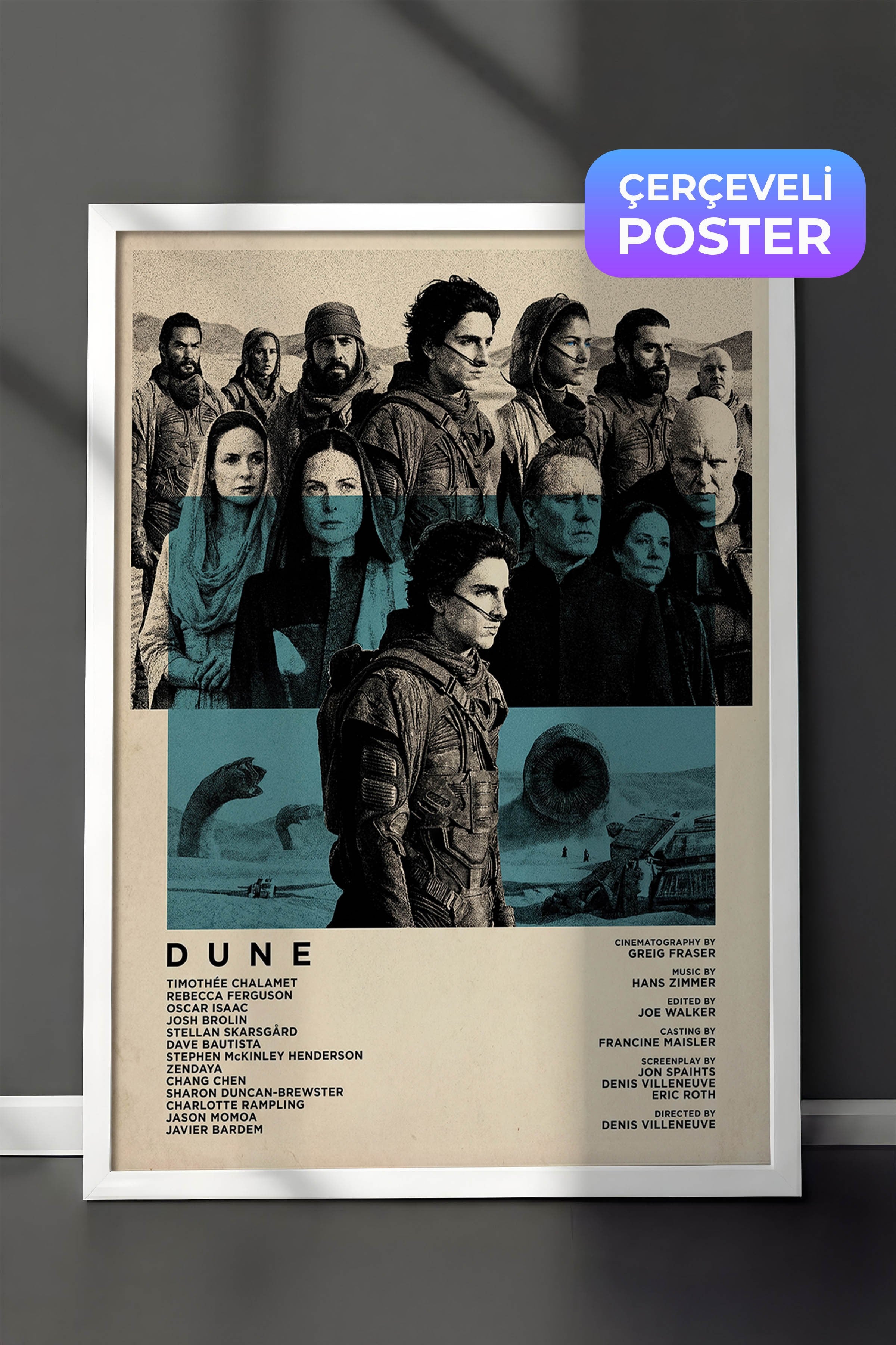 Dune Beyaz Çerçeveli Poster, Sinema ve Dizi Tablo, Film Dizi Afişleri NO:112817