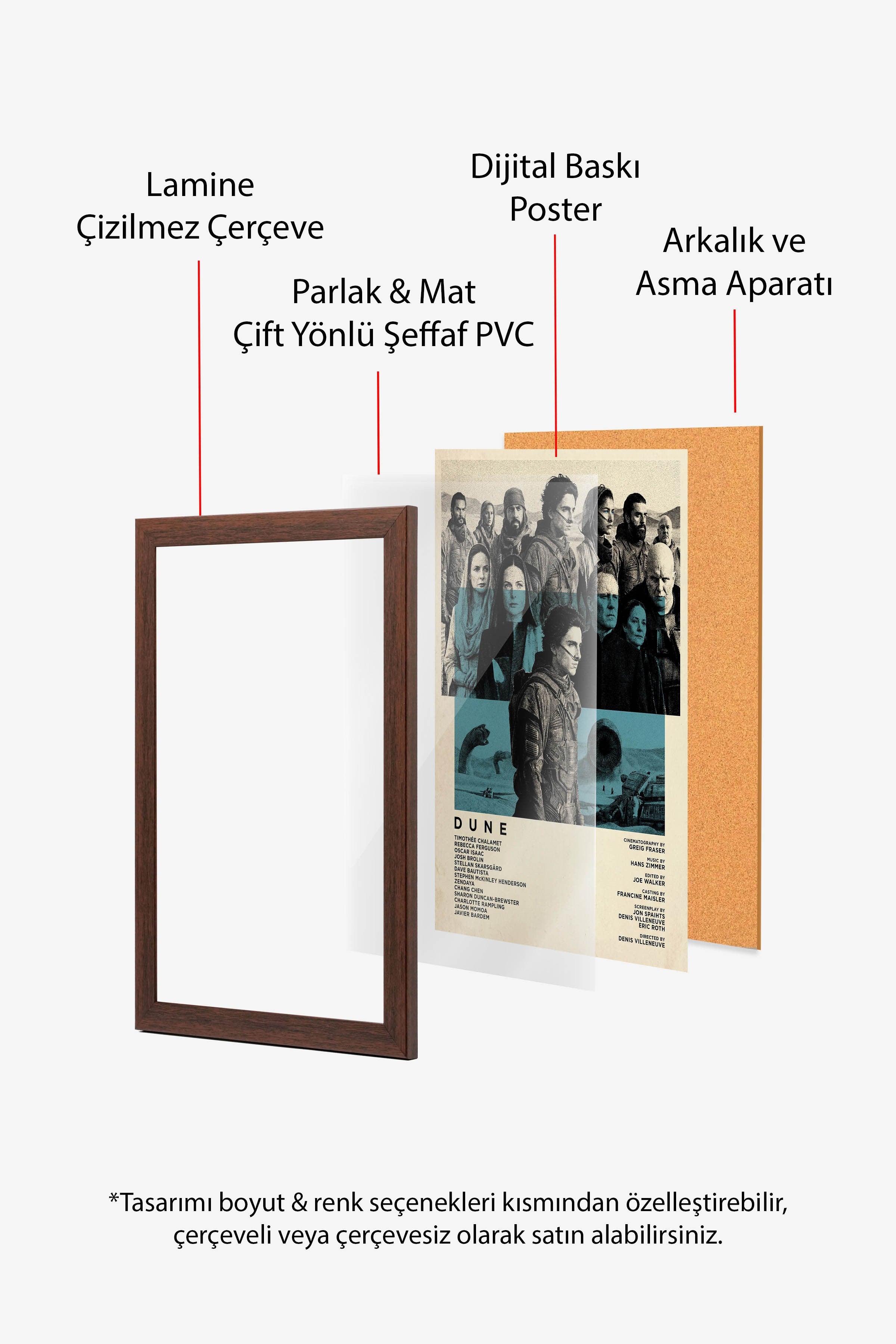 Dune Kahverengi Çerçeveli Poster, Sinema ve Dizi Tablo, Film Dizi Afişleri NO:112817