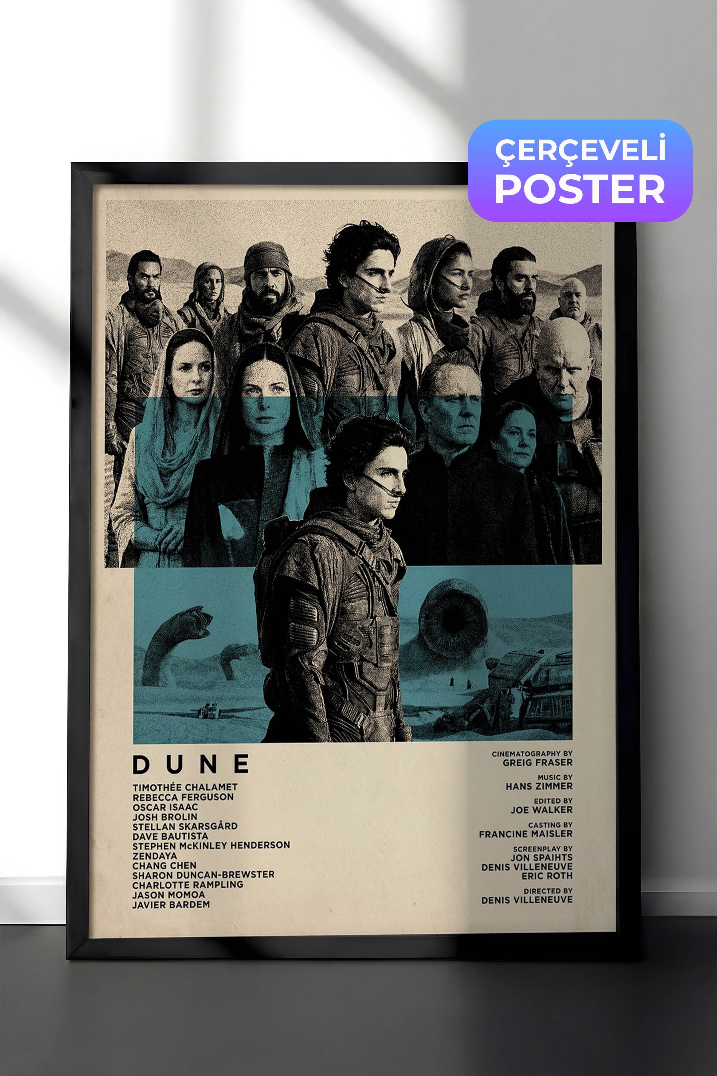 Dune Siyah Çerçeveli Poster, Sinema ve Dizi Tablo, Film Dizi Afişleri NO:112817