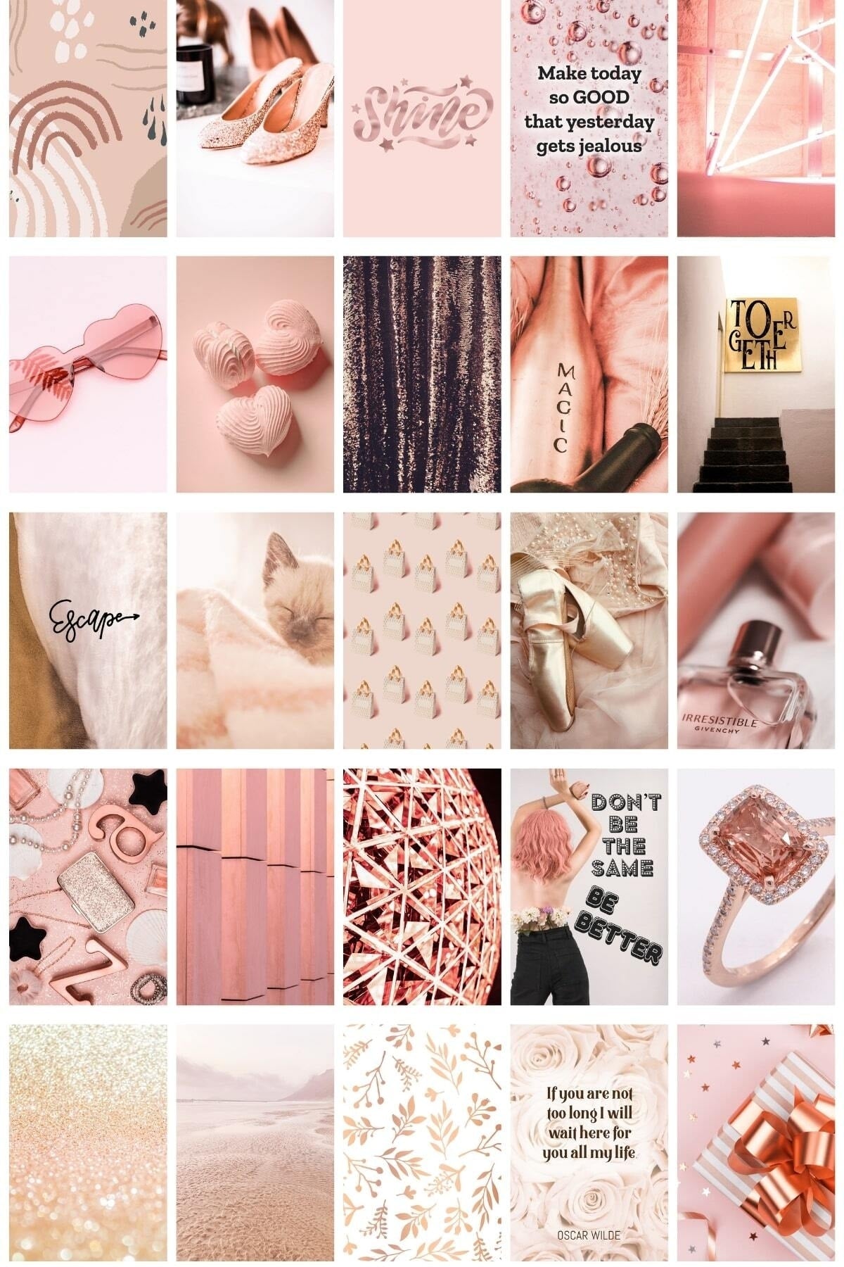 Dusty Duvar Posteri Kolaj Set - Arkası Yapışkanlı 100 Adet - Toz Pembe Poster Seti - 10cm*15cm