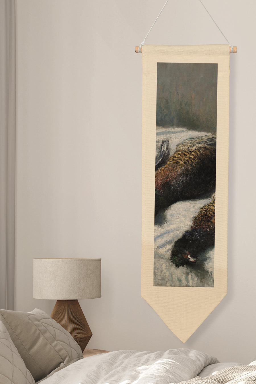 Duvar Halısı Pinterest Oda Dekoru, Monet Sanat Serisi, 100cm Kanvas Flama Askılı Duvar Örtüsü NO:620