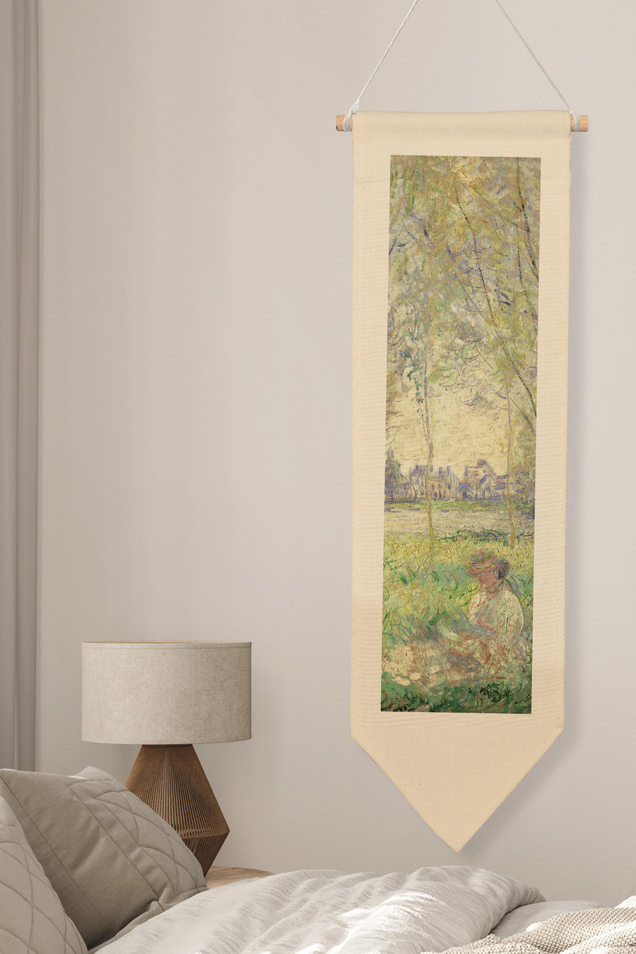 Duvar Halısı Pinterest Oda Dekoru, Monet Sanat Serisi, 100cm Kanvas Flama Askılı Duvar Örtüsü NO:637