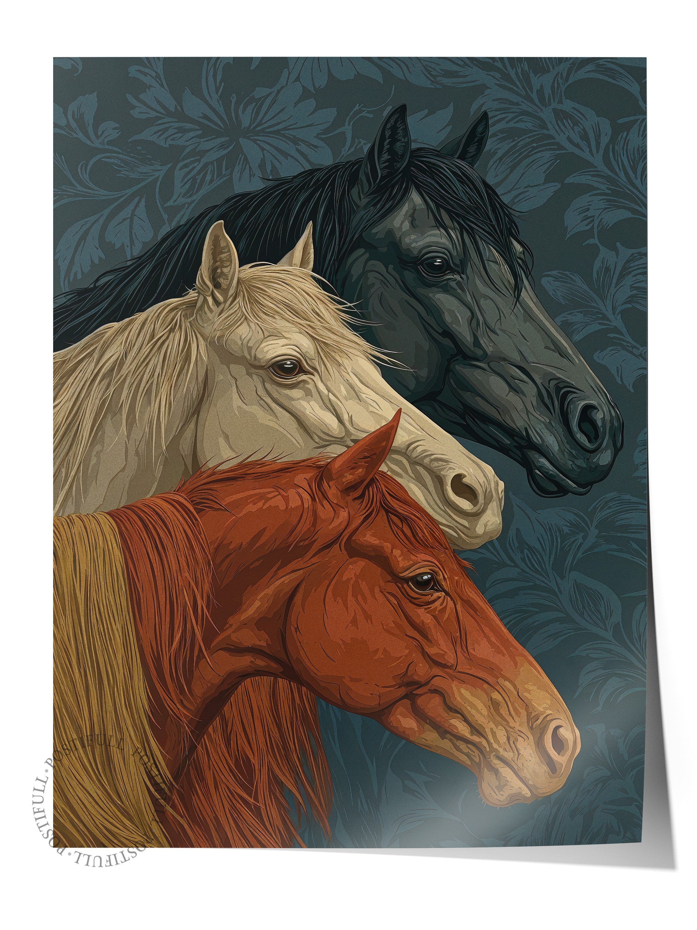 Duvar Posteri, Çerçevesiz Poster, Sanatsal Baskı, Ritüel Serisi, At Tablo, NO:115196