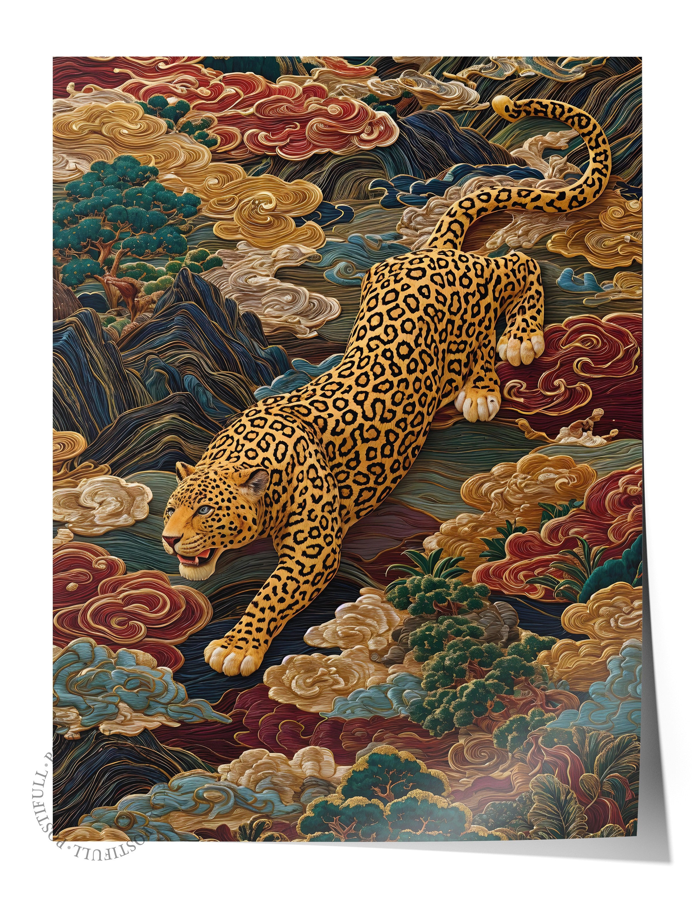 Duvar Posteri, Çerçevesiz Poster, Sanatsal Baskı, Ritüel Serisi, Leopar Tablo, NO:115247