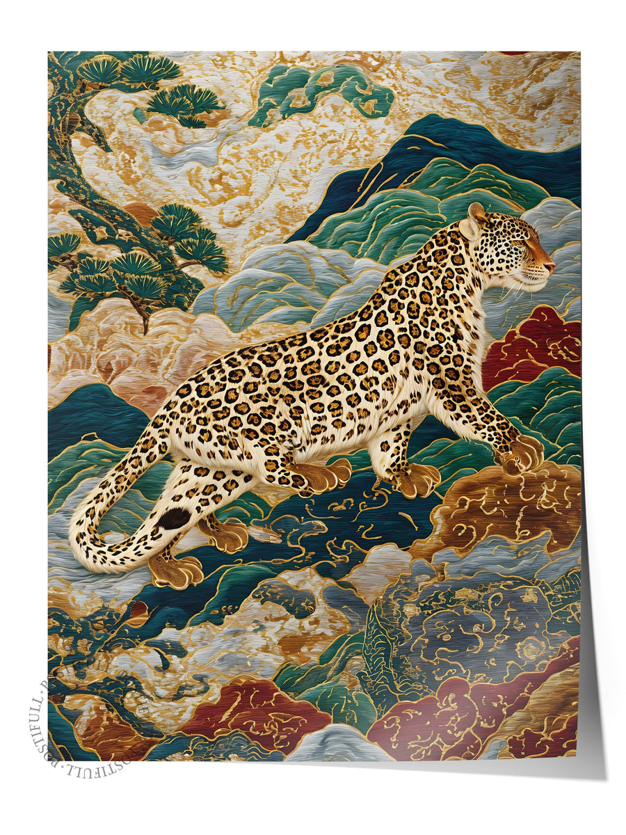 Duvar Posteri, Çerçevesiz Poster, Sanatsal Baskı, Ritüel Serisi, Leopar Tablo, NO:115250
