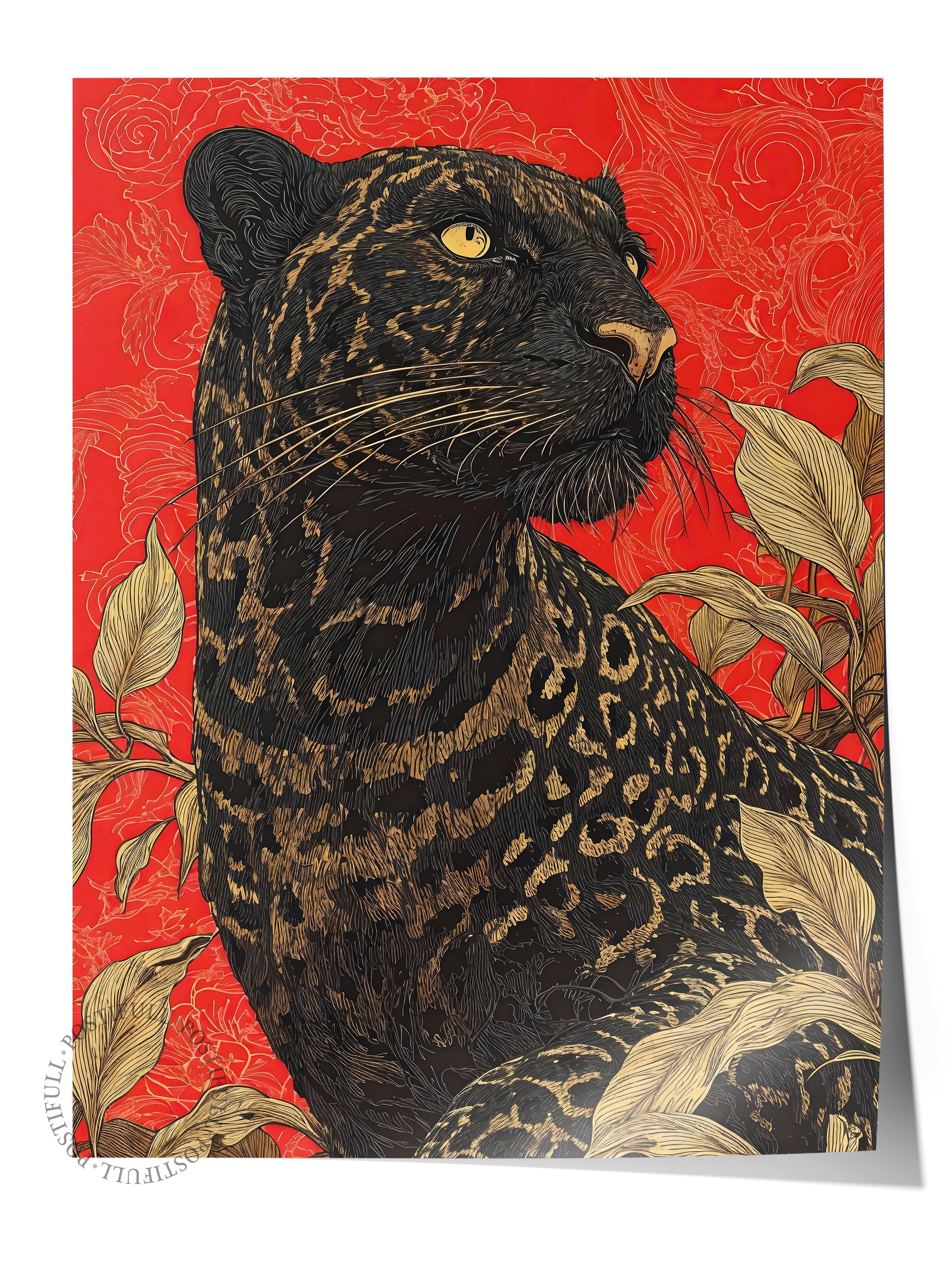 Duvar Posteri, Çerçevesiz Poster, Sanatsal Baskı, Ritüel Serisi, Leopar Tablo, NO:115265