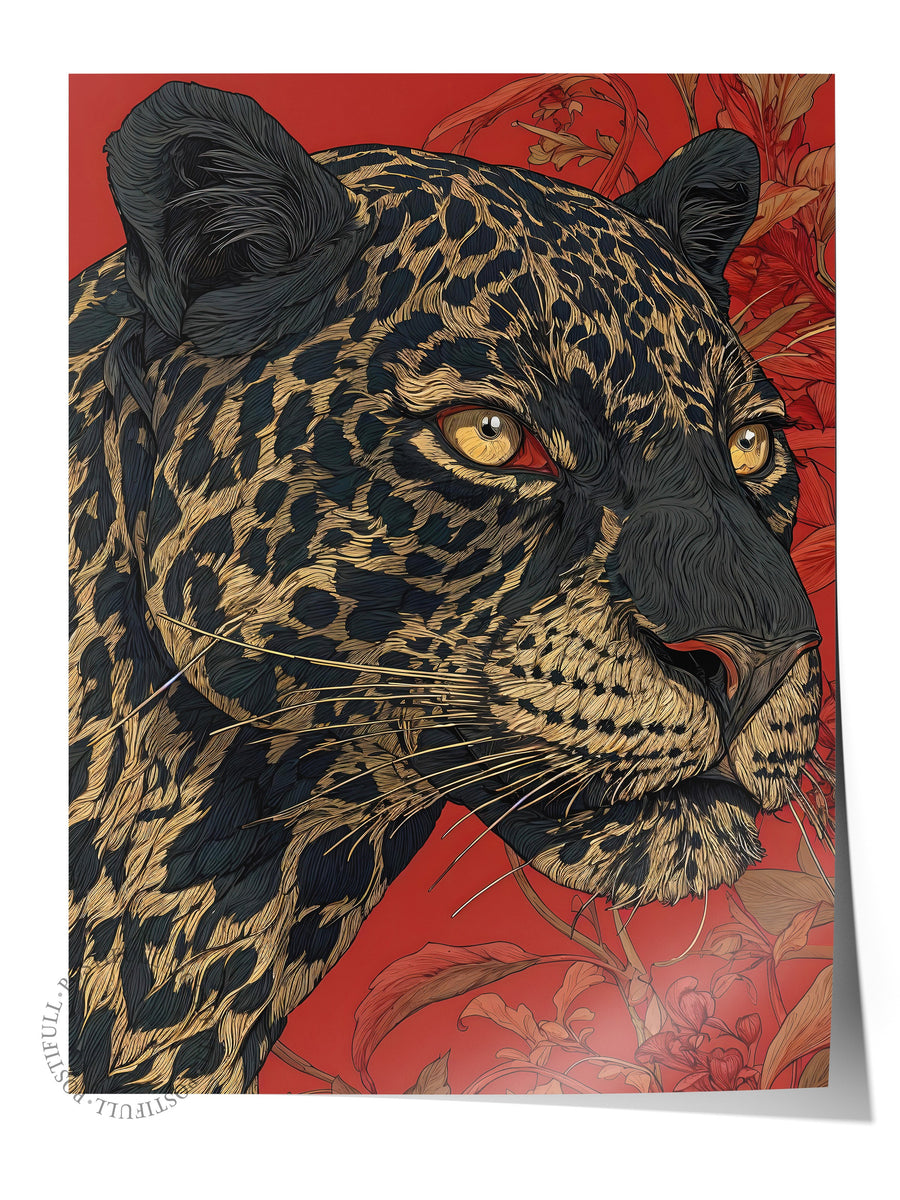 Duvar Posteri, Çerçevesiz Poster, Sanatsal Baskı, Ritüel Serisi, Leopar Tablo, NO:115268