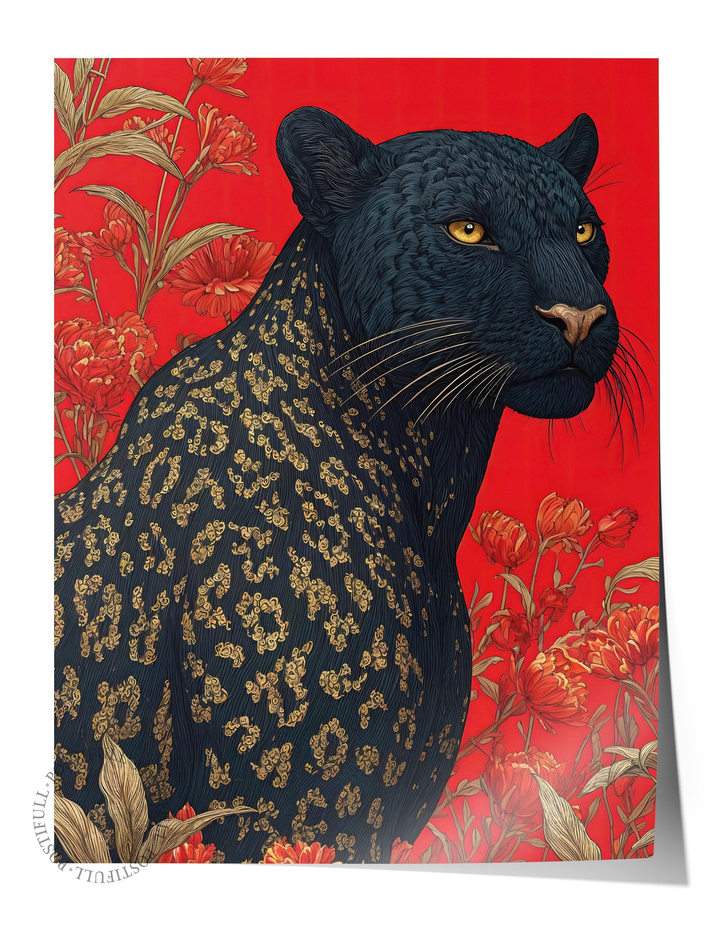 Duvar Posteri, Çerçevesiz Poster, Sanatsal Baskı, Ritüel Serisi, Leopar Tablo, NO:115269