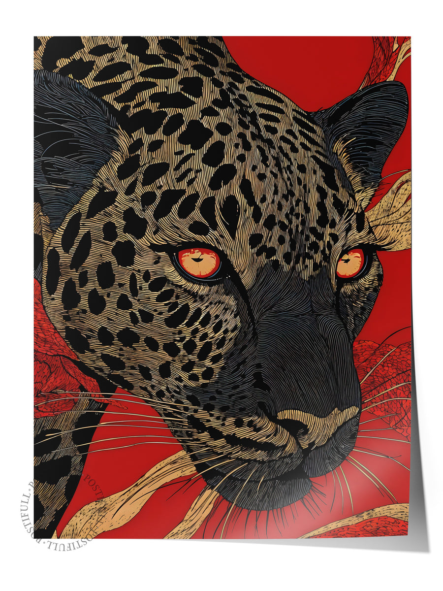 Duvar Posteri, Çerçevesiz Poster, Sanatsal Baskı, Ritüel Serisi, Leopar Tablo, NO:115270