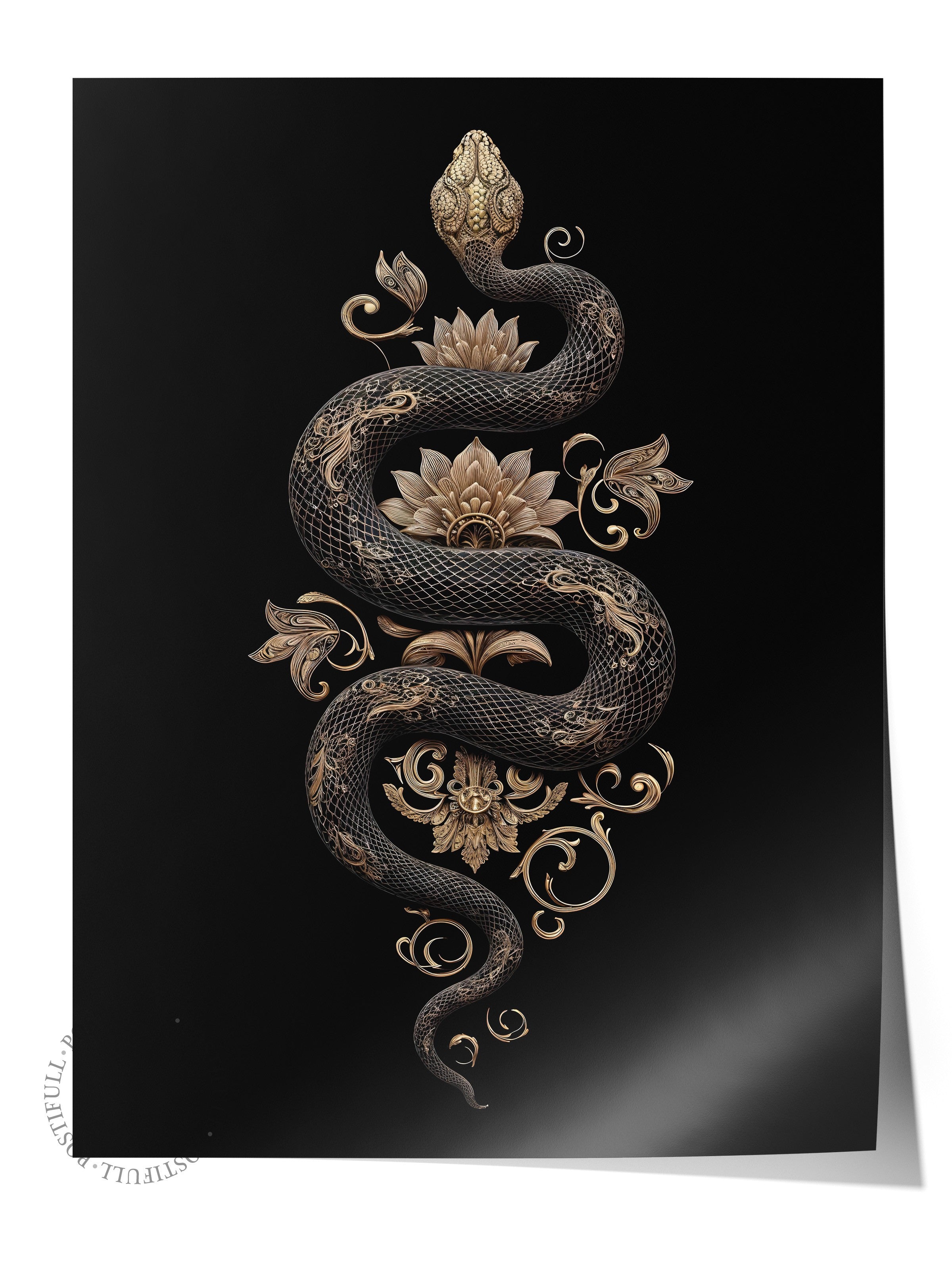 Duvar Posteri, Çerçevesiz Poster, Sanatsal Baskı, Ritüel Serisi, Yılan Tablo, NO:115259