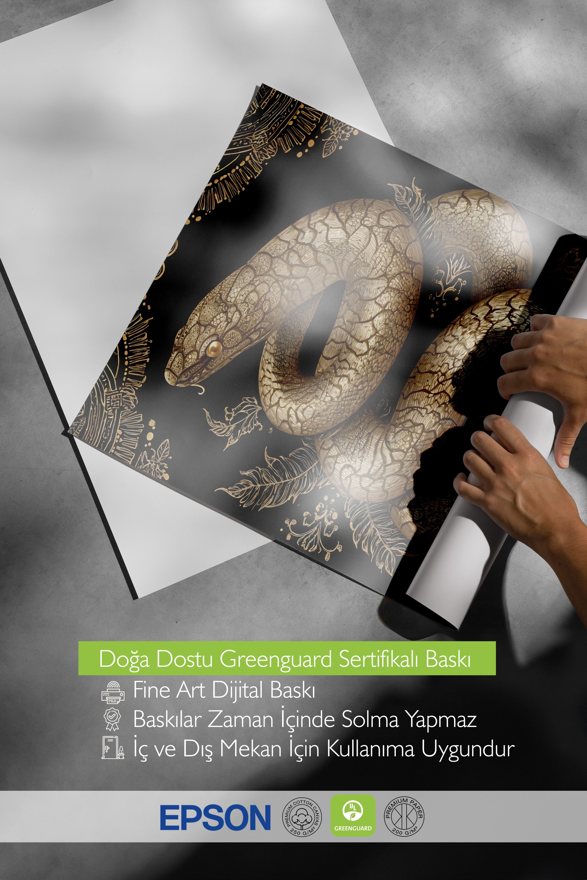 Duvar Posteri, Çerçevesiz Poster, Sanatsal Baskı, Ritüel Serisi, Yılan Tablo, NO:115271