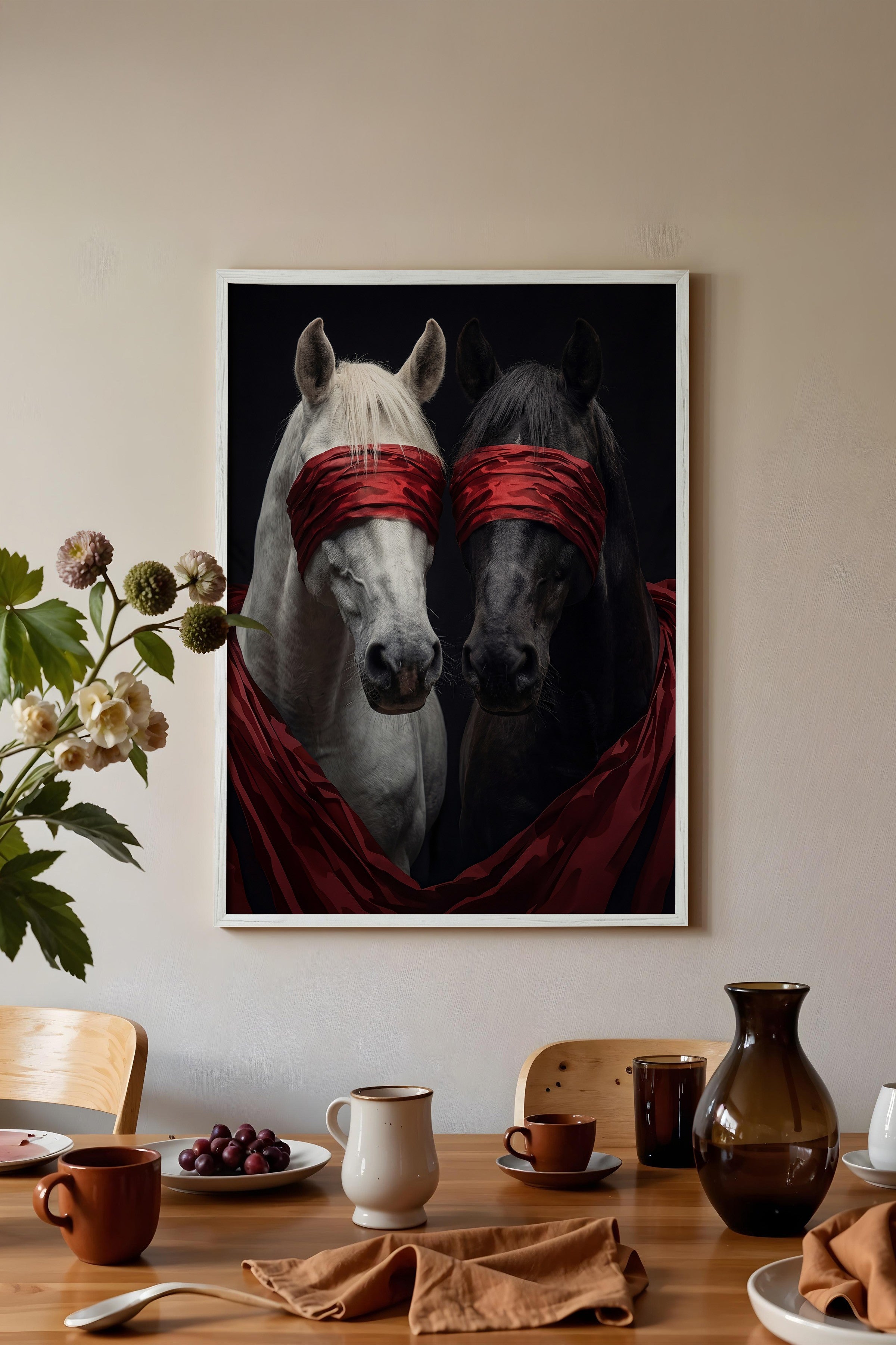 Duvar Tablosu, Beyaz Çerçeveli Tablo ve Poster, Ritüel Serisi, At Tablo, NO:115189