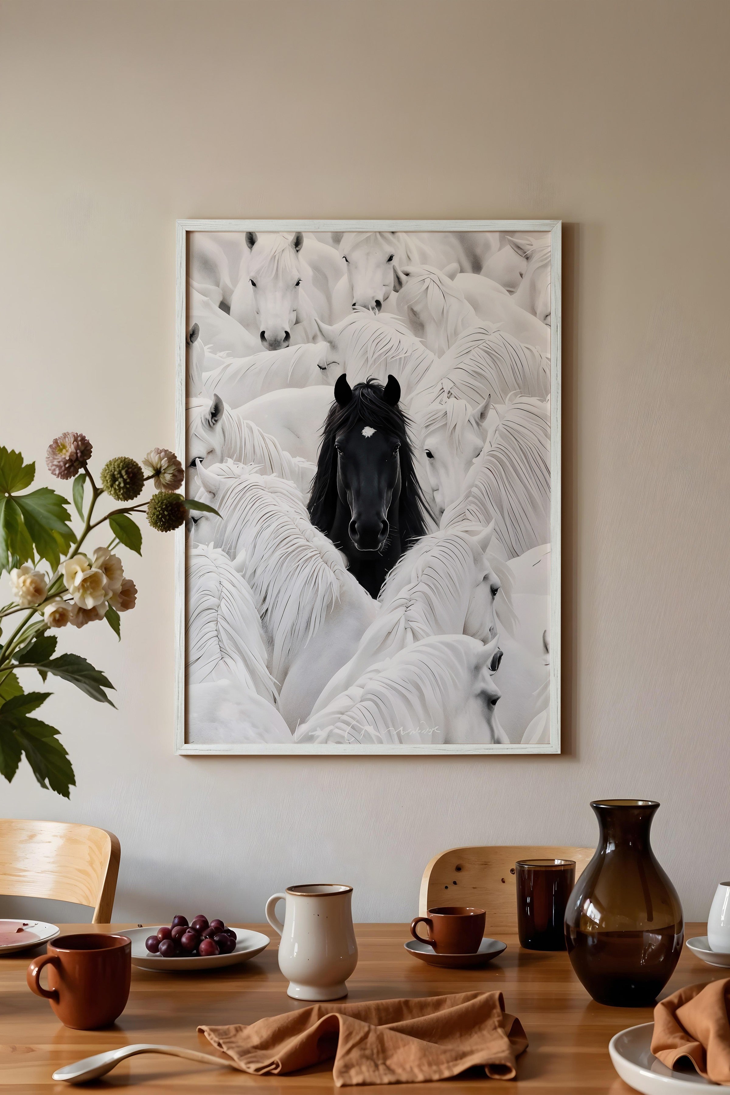 Duvar Tablosu, Beyaz Çerçeveli Tablo ve Poster, Ritüel Serisi, At Tablo, NO:115191