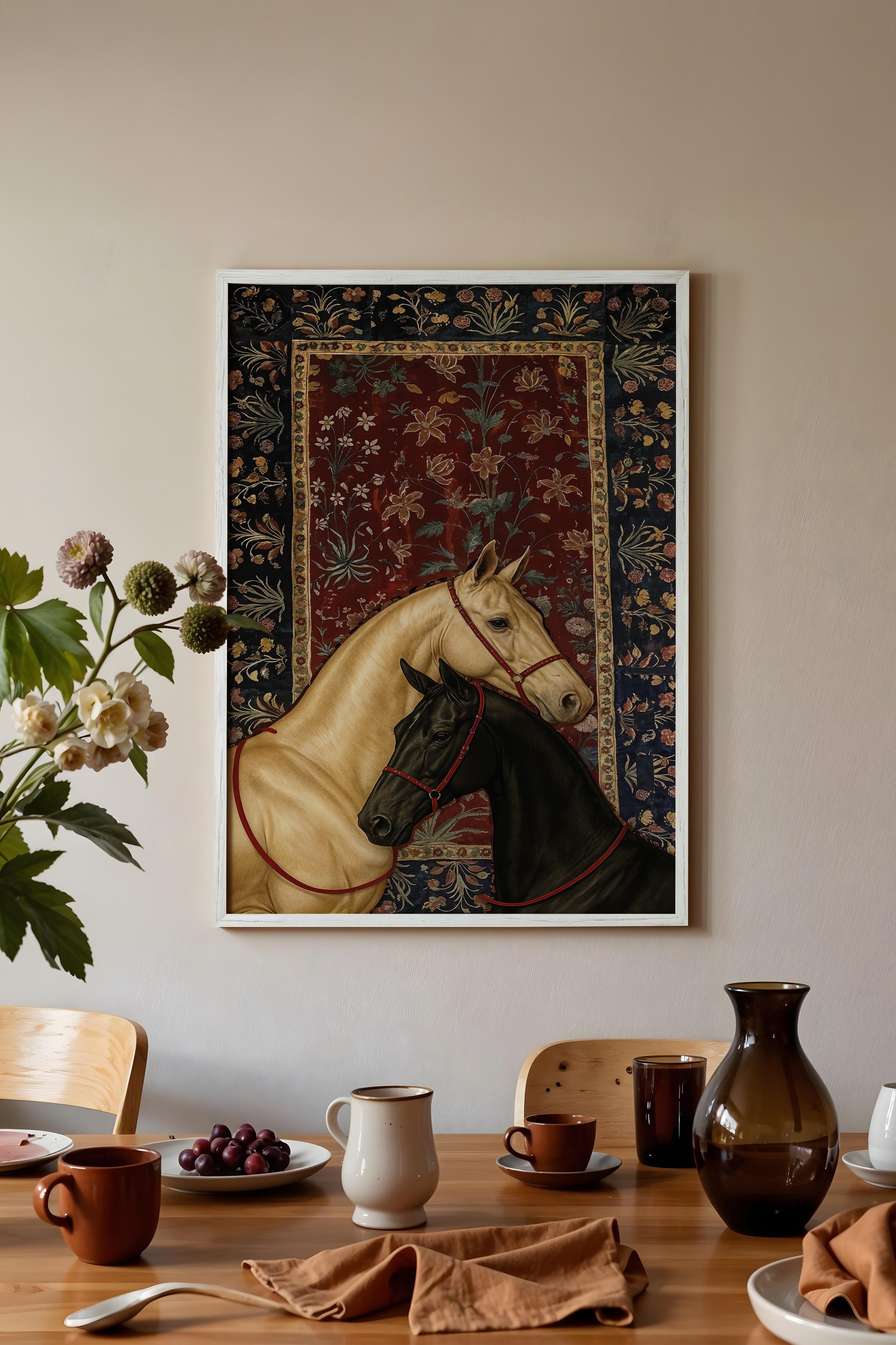 Duvar Tablosu, Beyaz Çerçeveli Tablo ve Poster, Ritüel Serisi, At Tablo, NO:115197