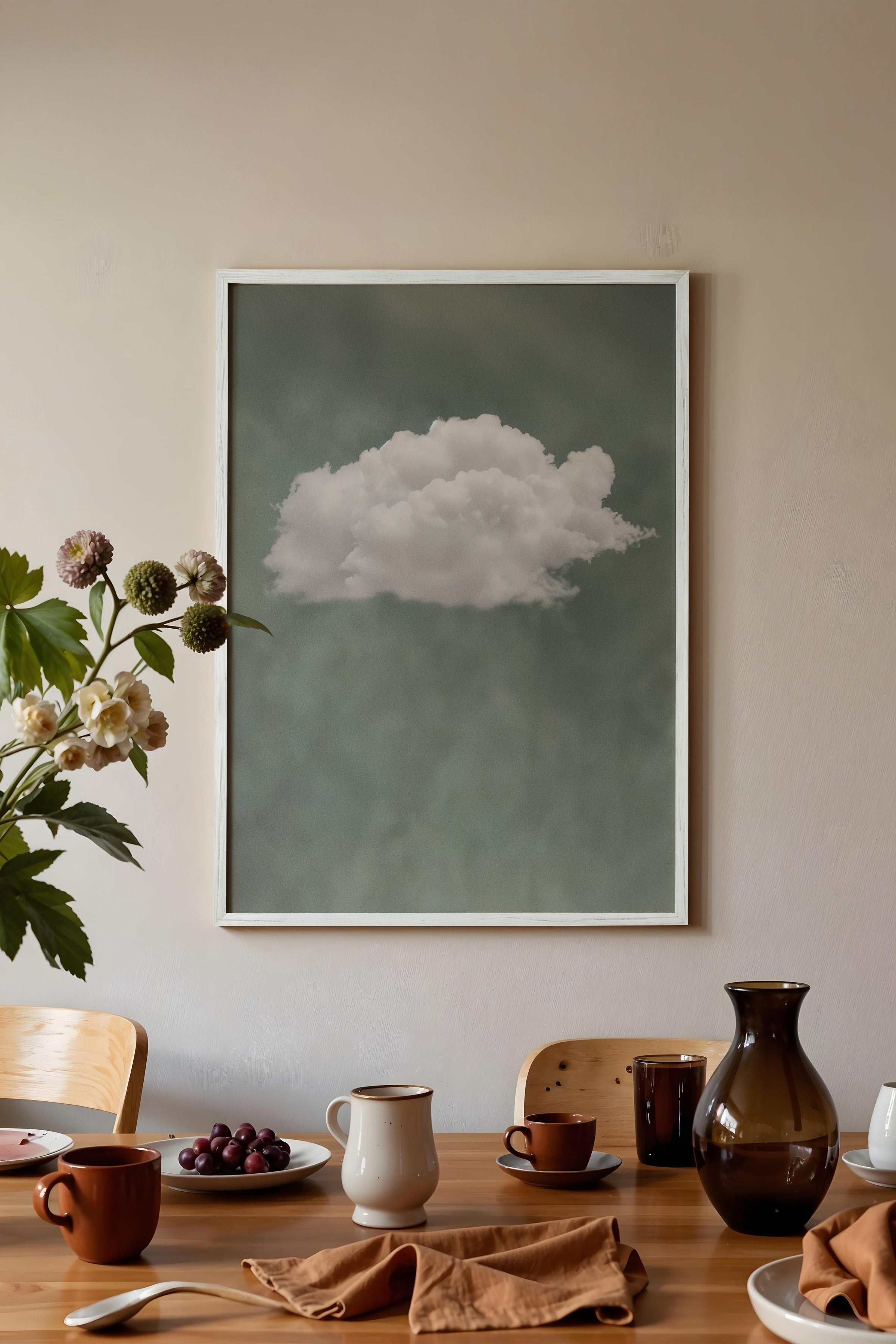 Duvar Tablosu, Beyaz Çerçeveli Tablo ve Poster, Ritüel Serisi, Bulut Tablo, NO:115205