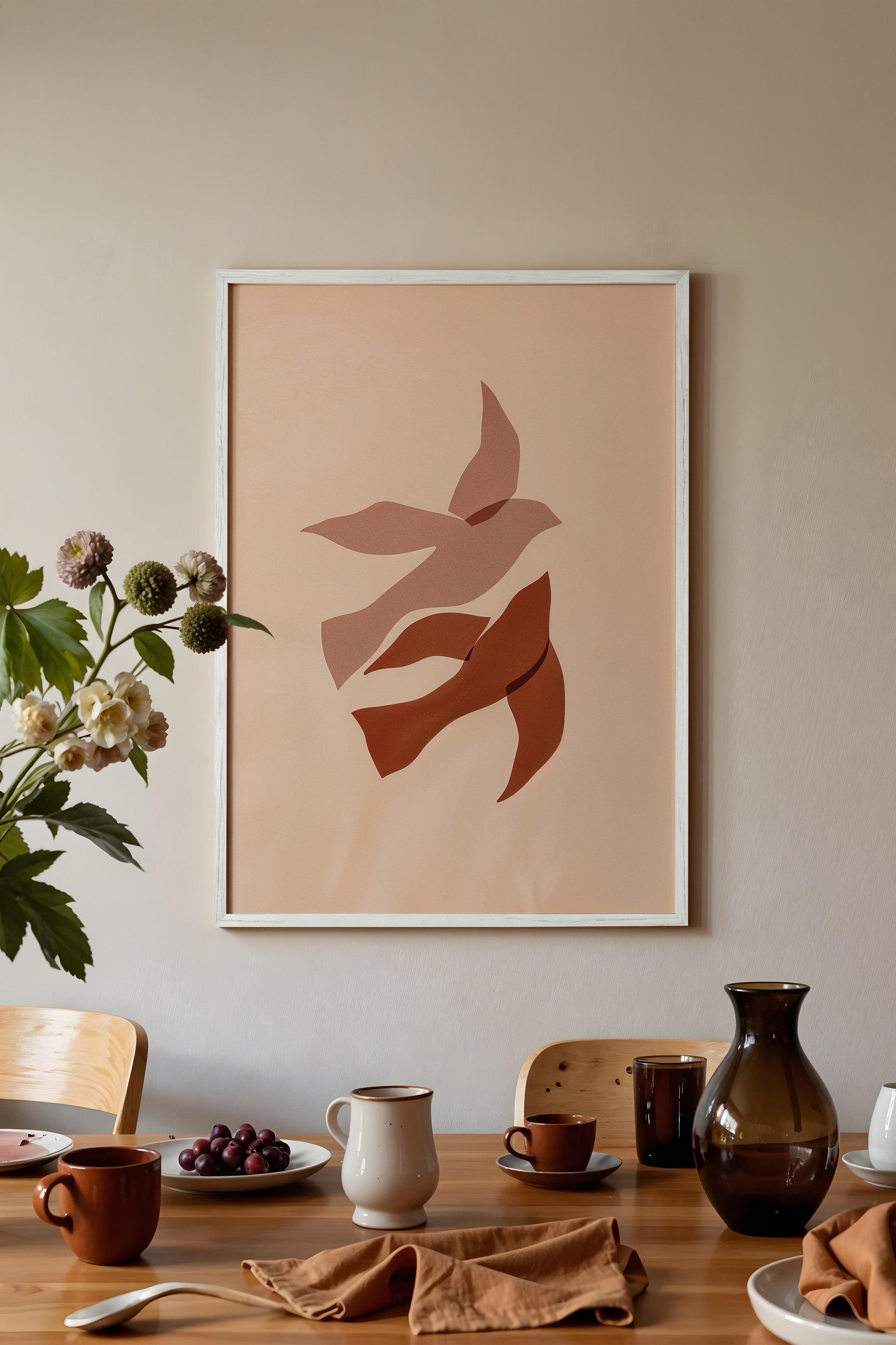 Duvar Tablosu, Beyaz Çerçeveli Tablo ve Poster, Ritüel Serisi, Kuş Tablo, NO:115188