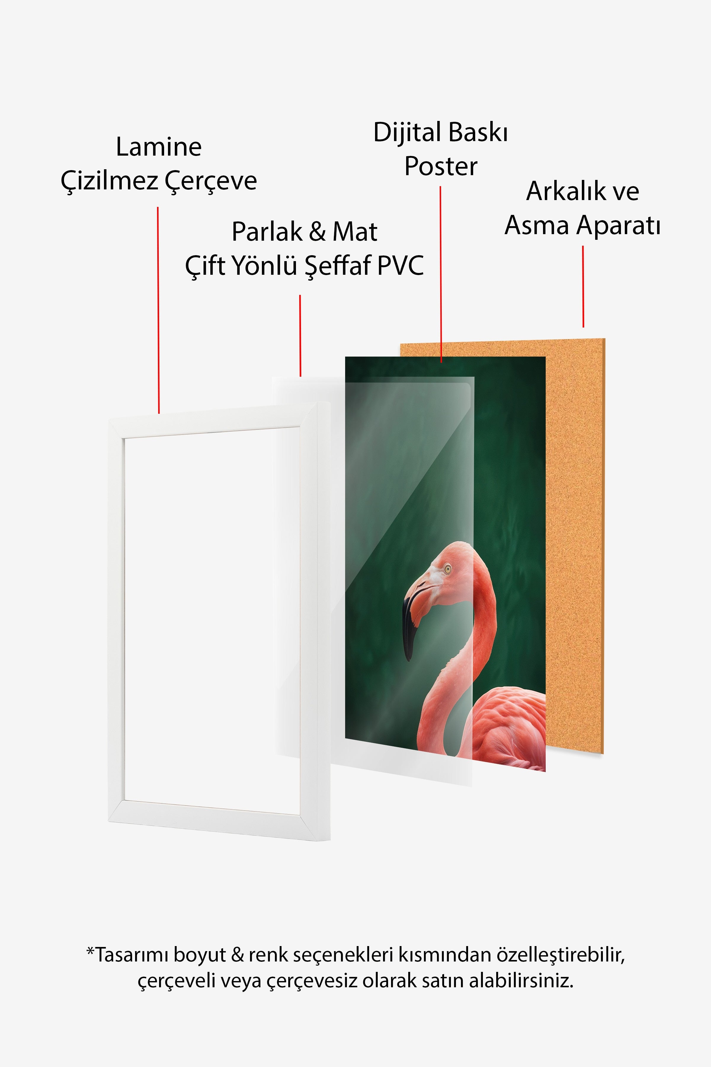 Duvar Tablosu, Beyaz Çerçeveli Tablo ve Poster, Ritüel Serisi, Kuş Tablo, NO:115198