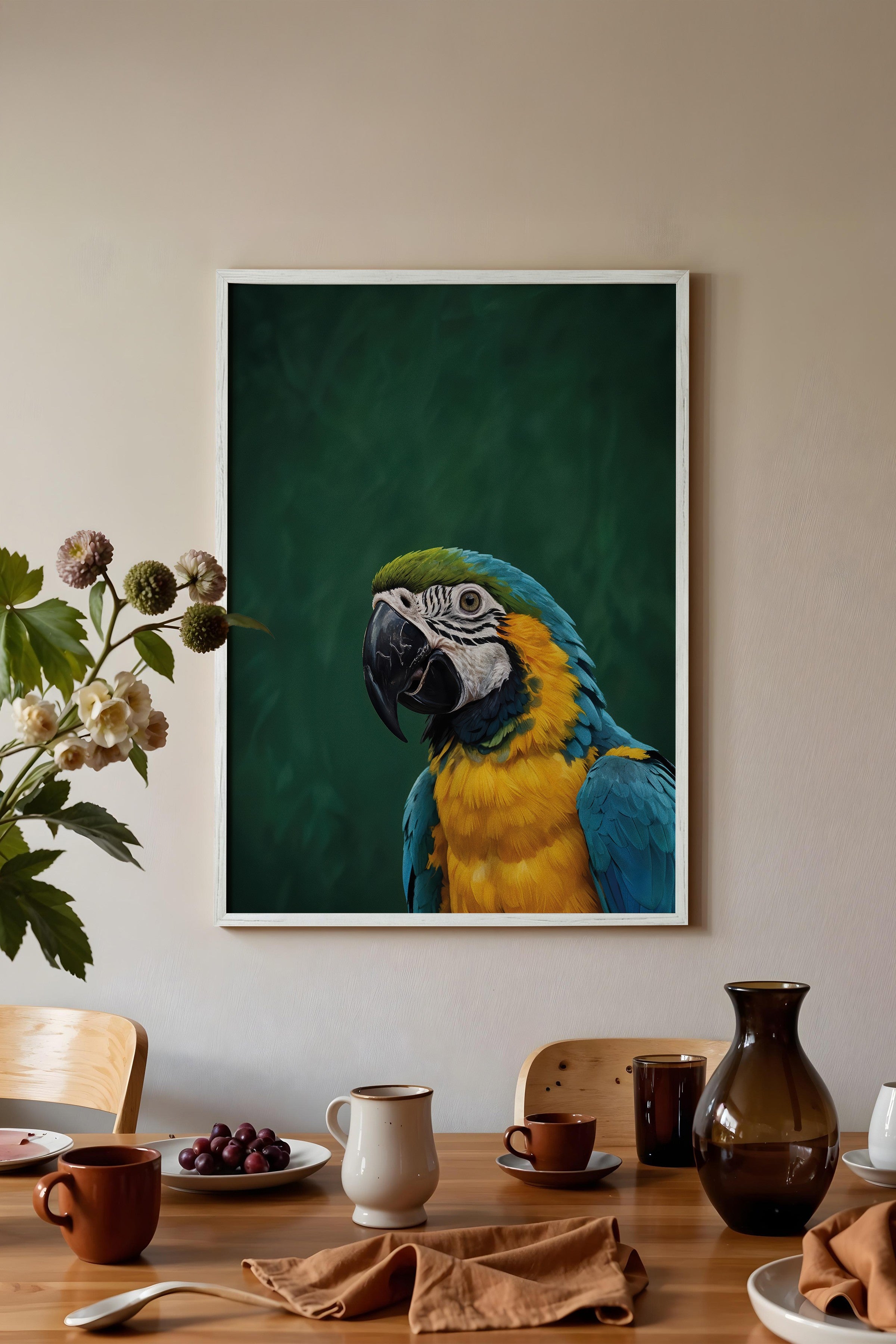 Duvar Tablosu, Beyaz Çerçeveli Tablo ve Poster, Ritüel Serisi, Kuş Tablo, NO:115207