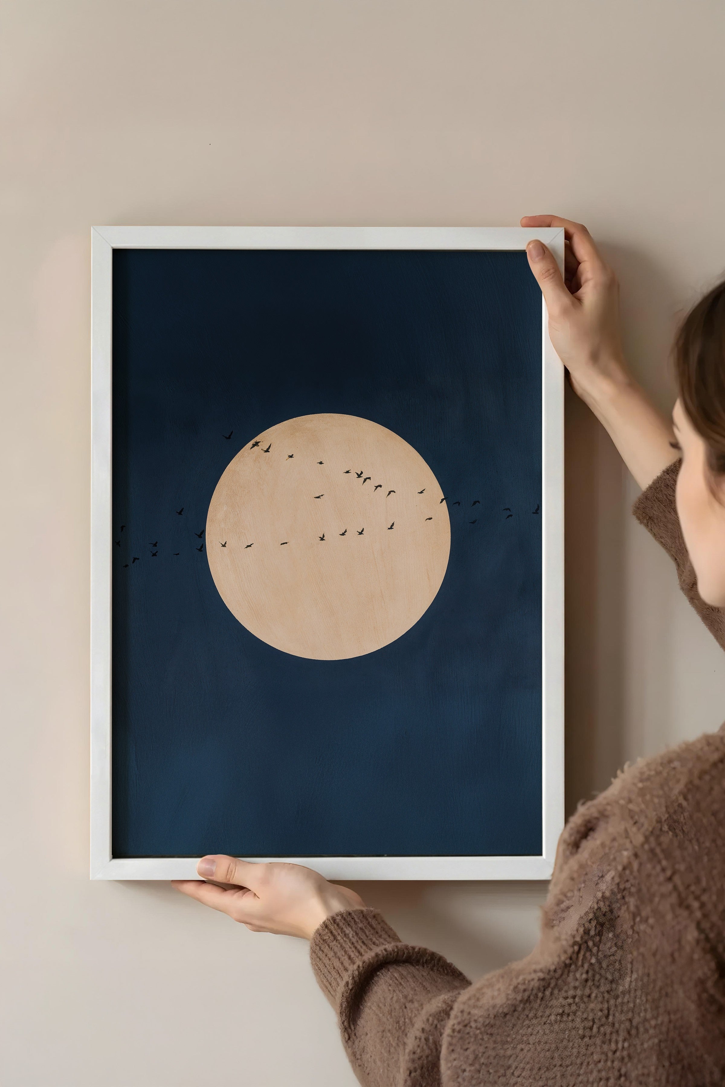 Duvar Tablosu, Beyaz Çerçeveli Tablo ve Poster, Ritüel Serisi, Kuş Tablo, NO:115212