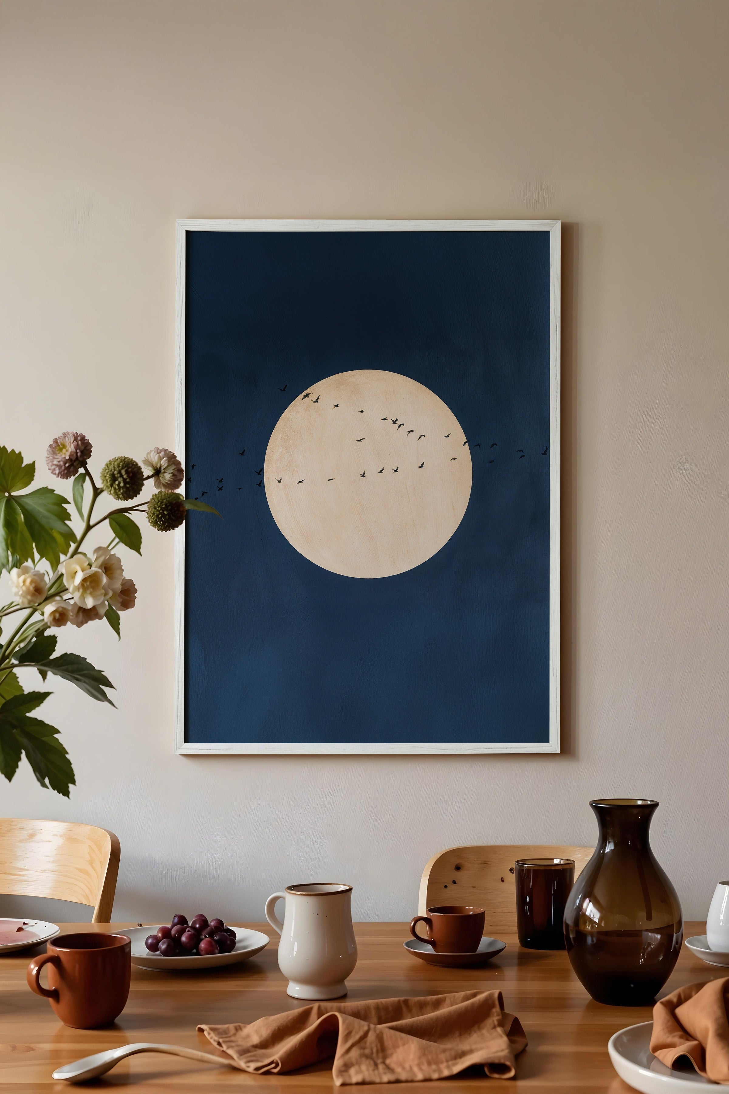 Duvar Tablosu, Beyaz Çerçeveli Tablo ve Poster, Ritüel Serisi, Kuş Tablo, NO:115212