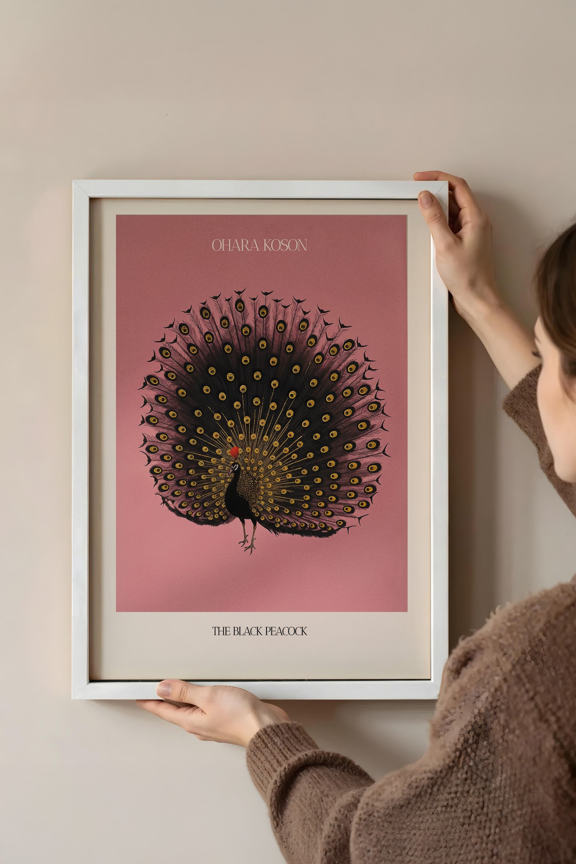 Duvar Tablosu, Beyaz Çerçeveli Tablo ve Poster, Ritüel Serisi, Kuş Tablo, NO:115214