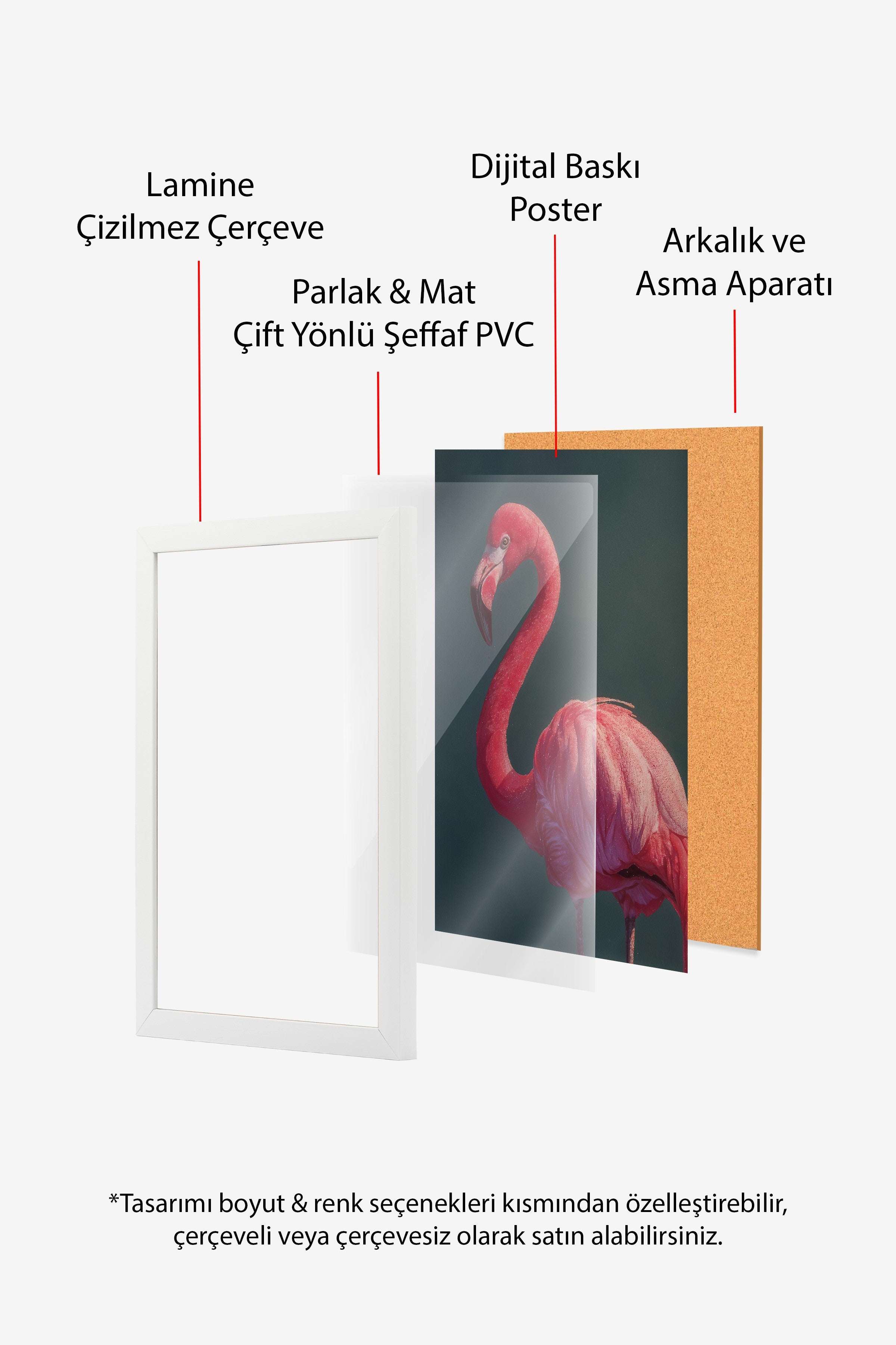 Duvar Tablosu, Beyaz Çerçeveli Tablo ve Poster, Ritüel Serisi, Kuş Tablo, NO:115228