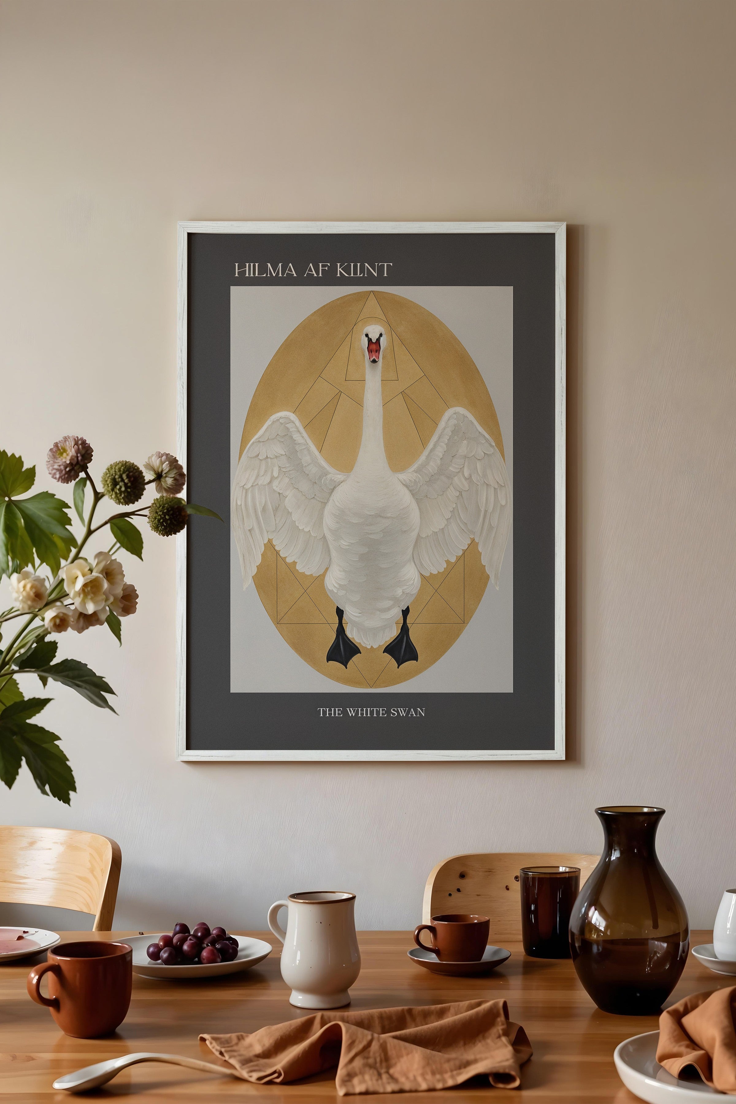 Duvar Tablosu, Beyaz Çerçeveli Tablo ve Poster, Ritüel Serisi, Kuş Tablo, NO:115230