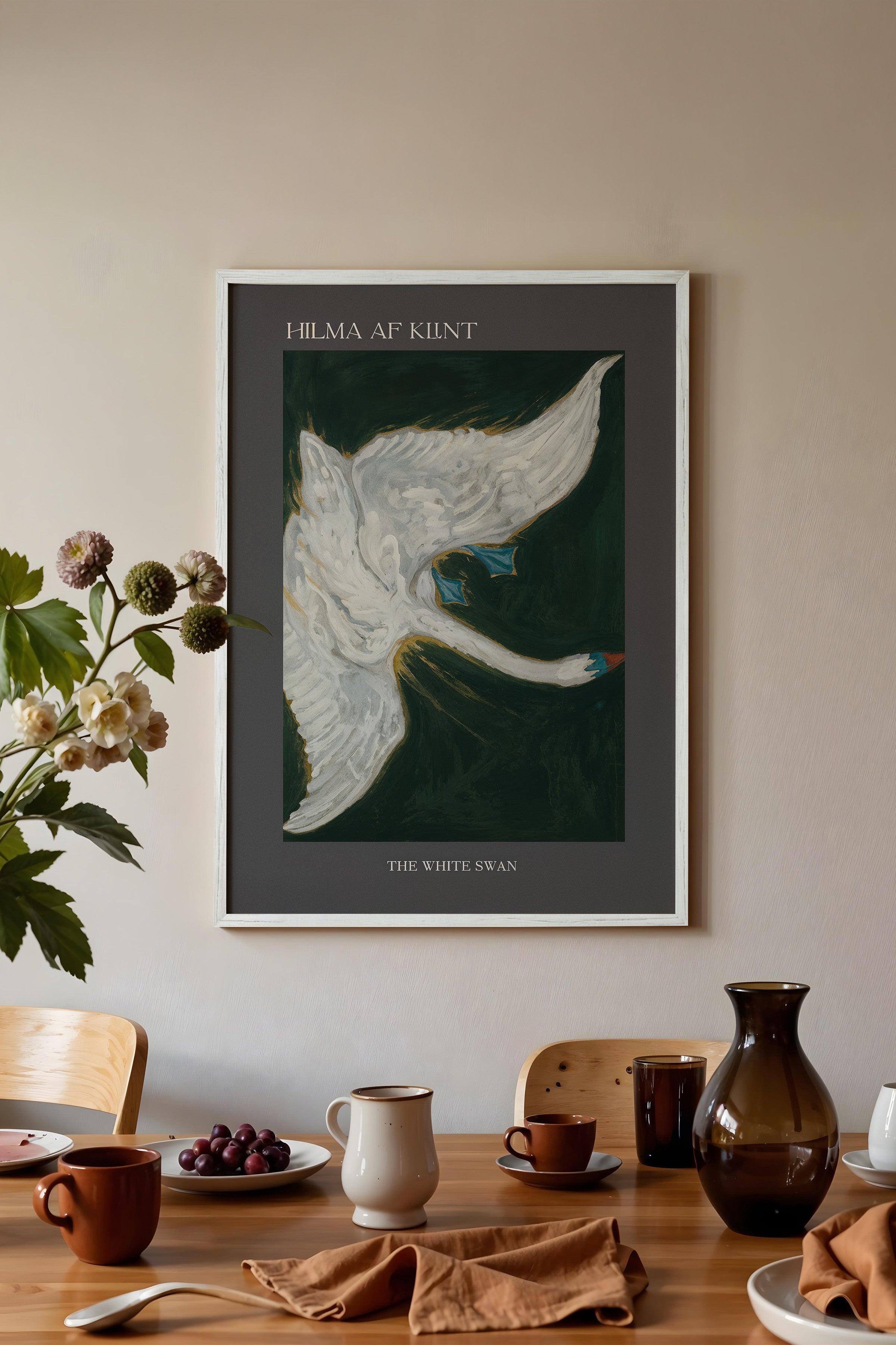 Duvar Tablosu, Beyaz Çerçeveli Tablo ve Poster, Ritüel Serisi, Kuş Tablo, NO:115232