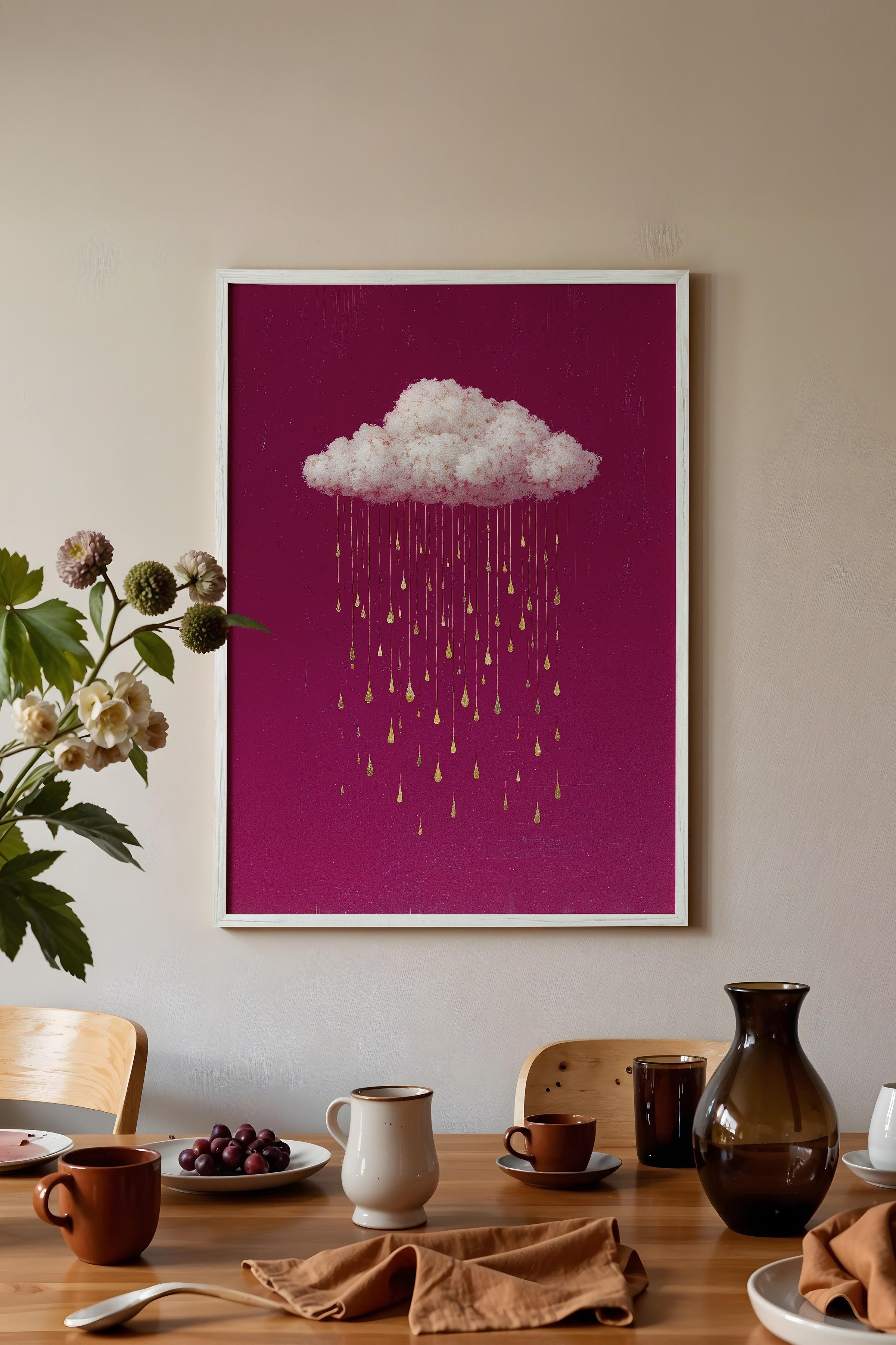 Duvar Tablosu, Beyaz Çerçeveli Tablo ve Poster, Ritüel Serisi, Kuş Tablo, NO:115233