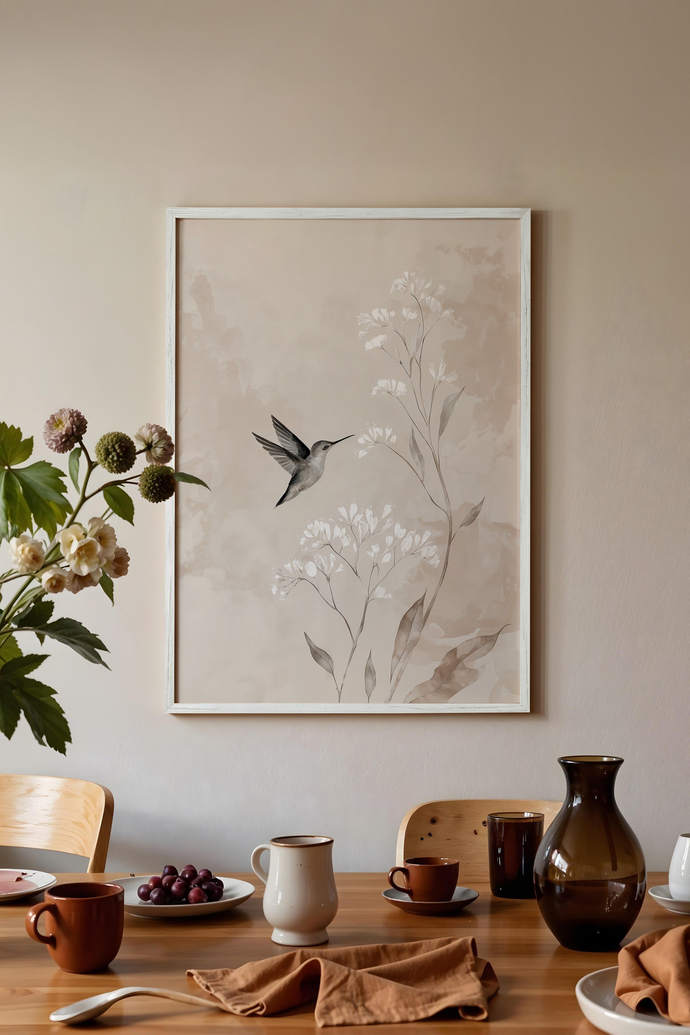 Duvar Tablosu, Beyaz Çerçeveli Tablo ve Poster, Ritüel Serisi, Kuş Tablo, NO:115239