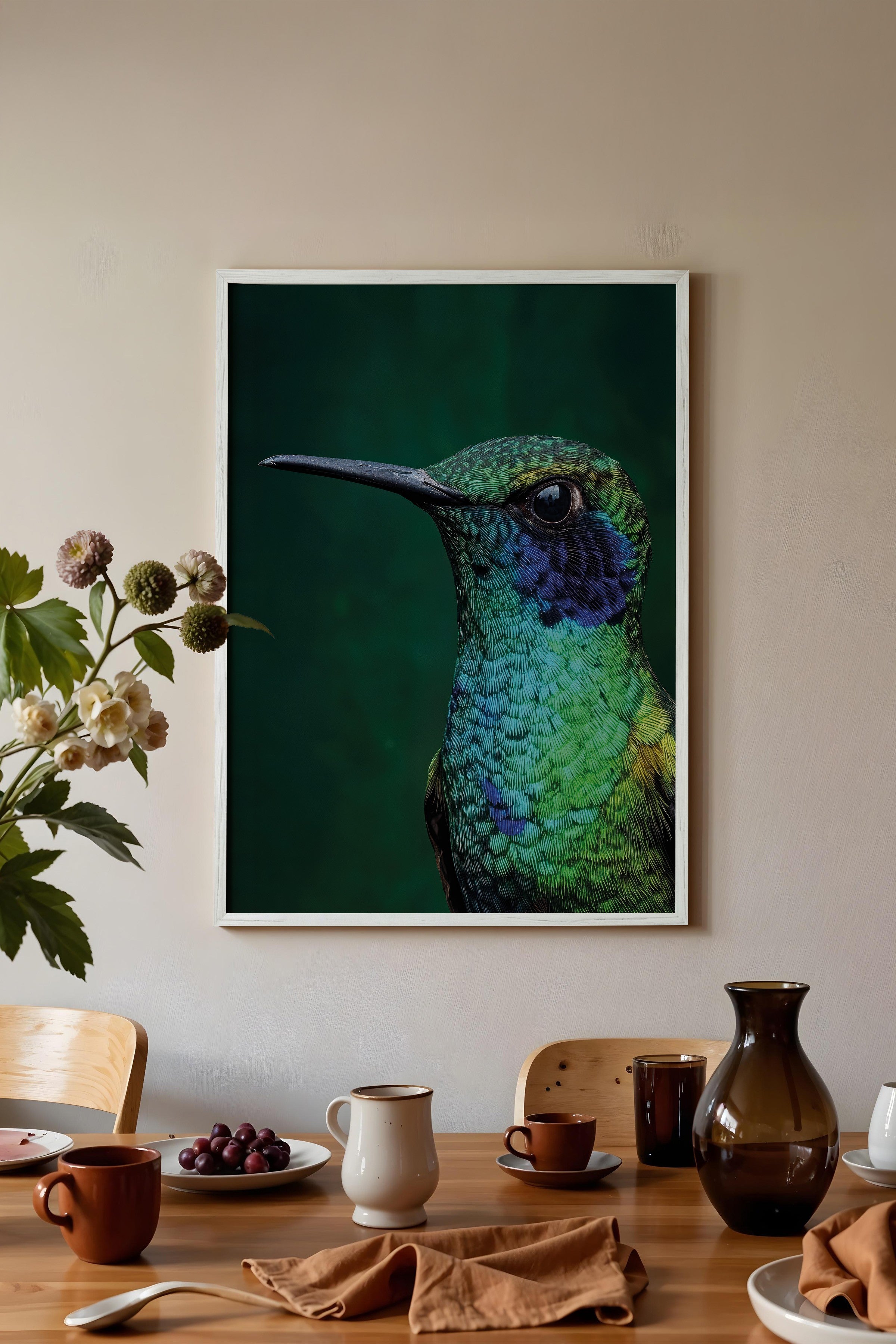 Duvar Tablosu, Beyaz Çerçeveli Tablo ve Poster, Ritüel Serisi, Kuş Tablo, NO:115245