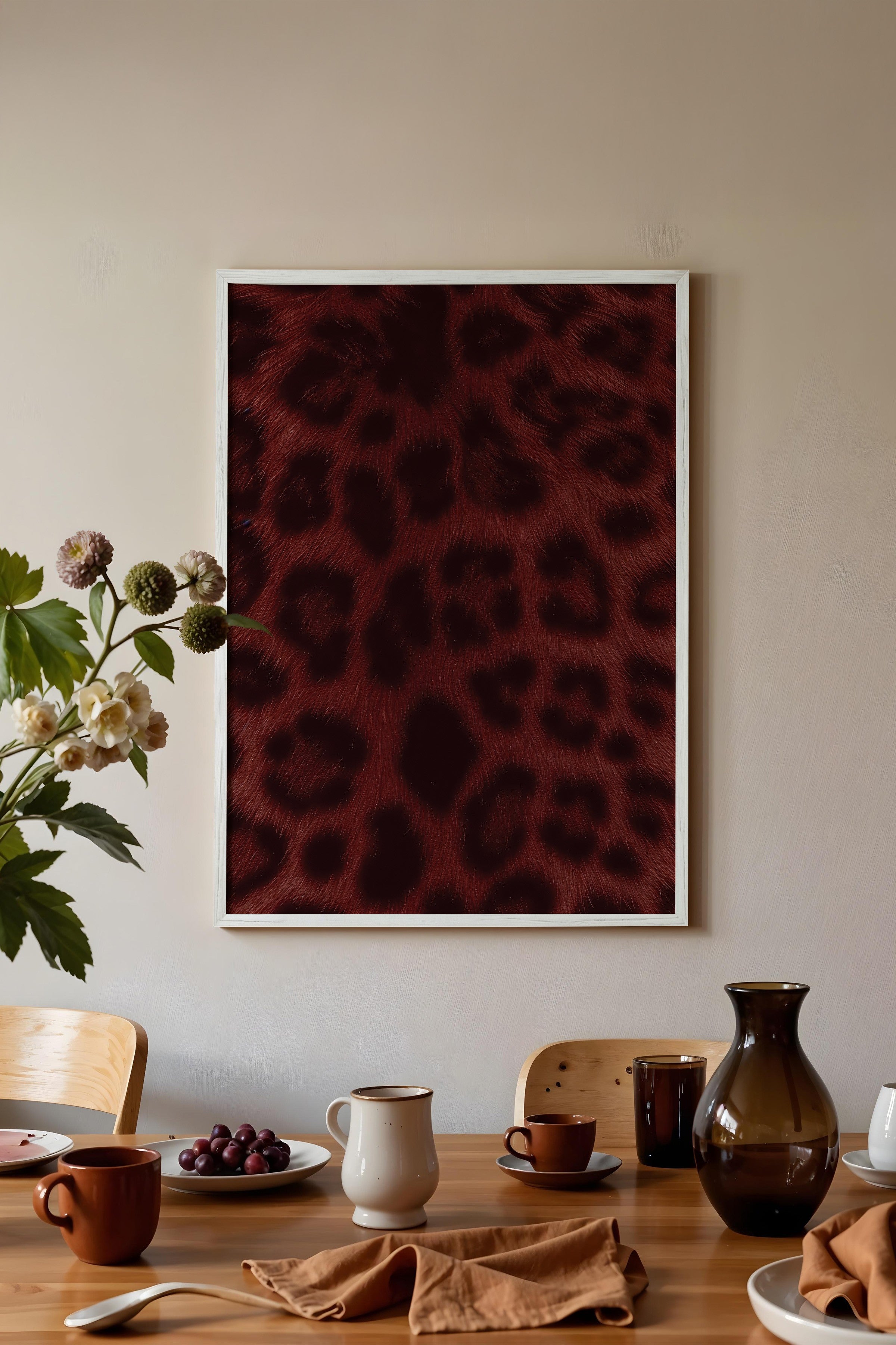 Duvar Tablosu, Beyaz Çerçeveli Tablo ve Poster, Ritüel Serisi, Leopar Tablo, NO:115237