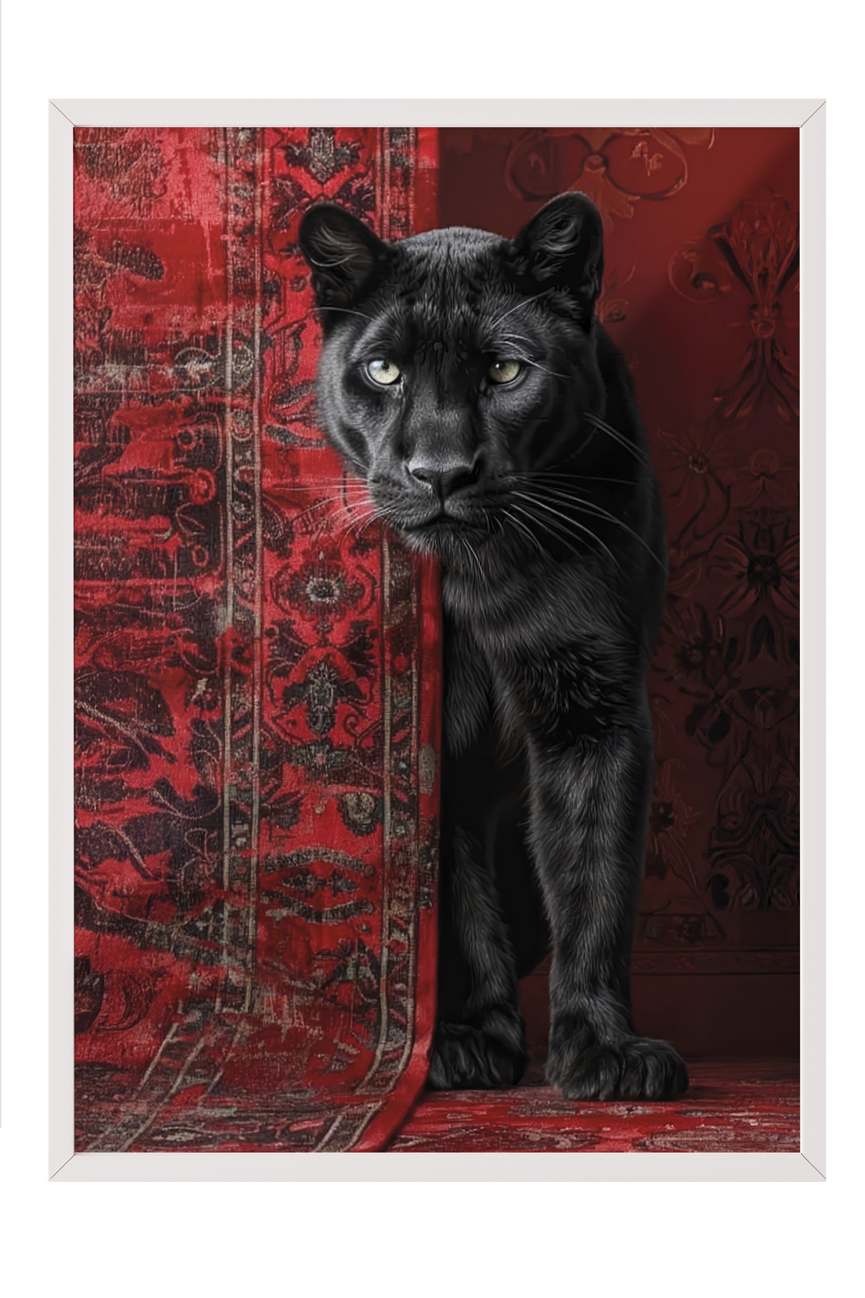 Duvar Tablosu, Beyaz Çerçeveli Tablo ve Poster, Ritüel Serisi, Leopar Tablo, NO:115238