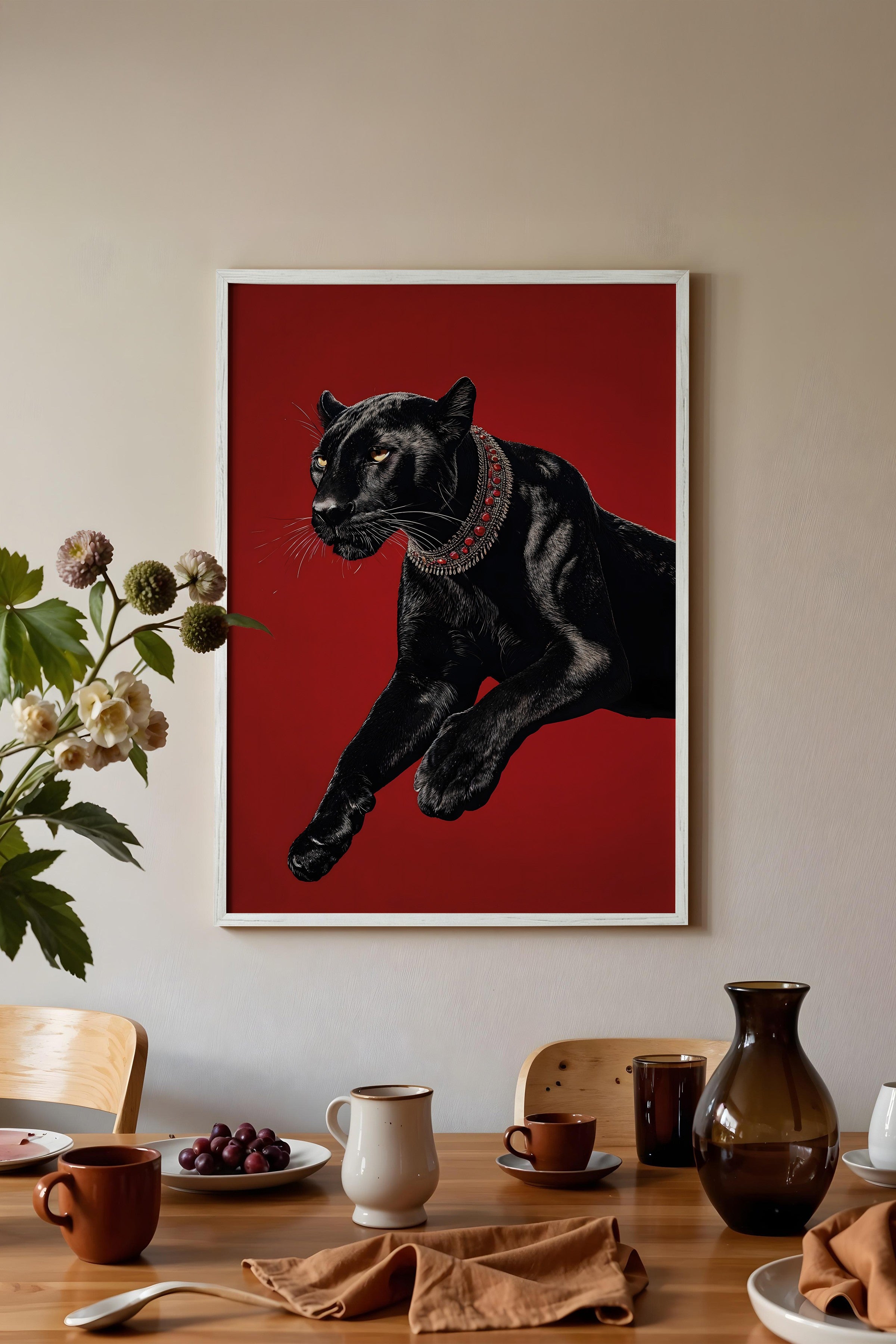 Duvar Tablosu, Beyaz Çerçeveli Tablo ve Poster, Ritüel Serisi, Leopar Tablo, NO:115261