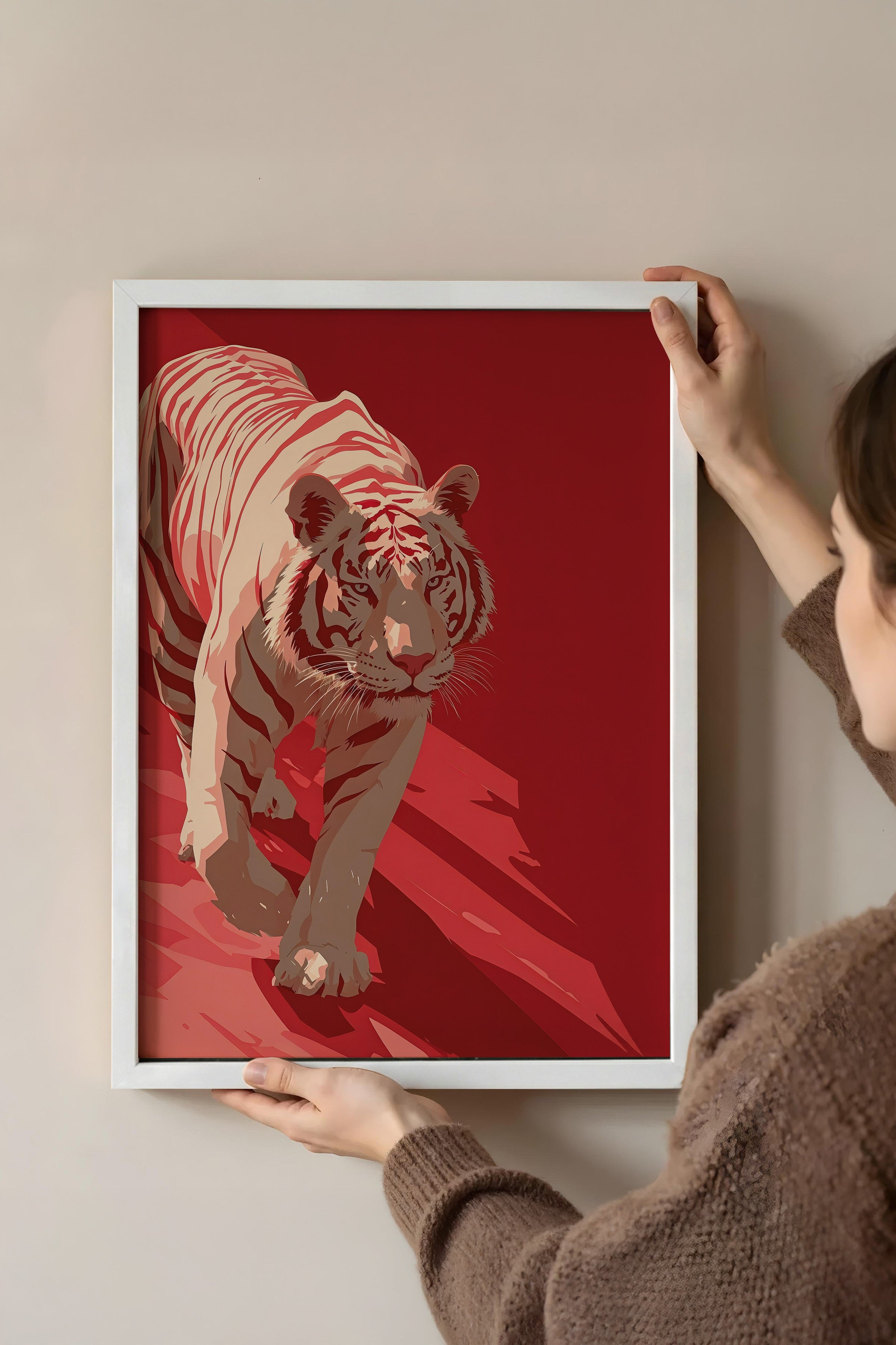 Duvar Tablosu, Beyaz Çerçeveli Tablo ve Poster, Ritüel Serisi, Leopar Tablo, NO:115262