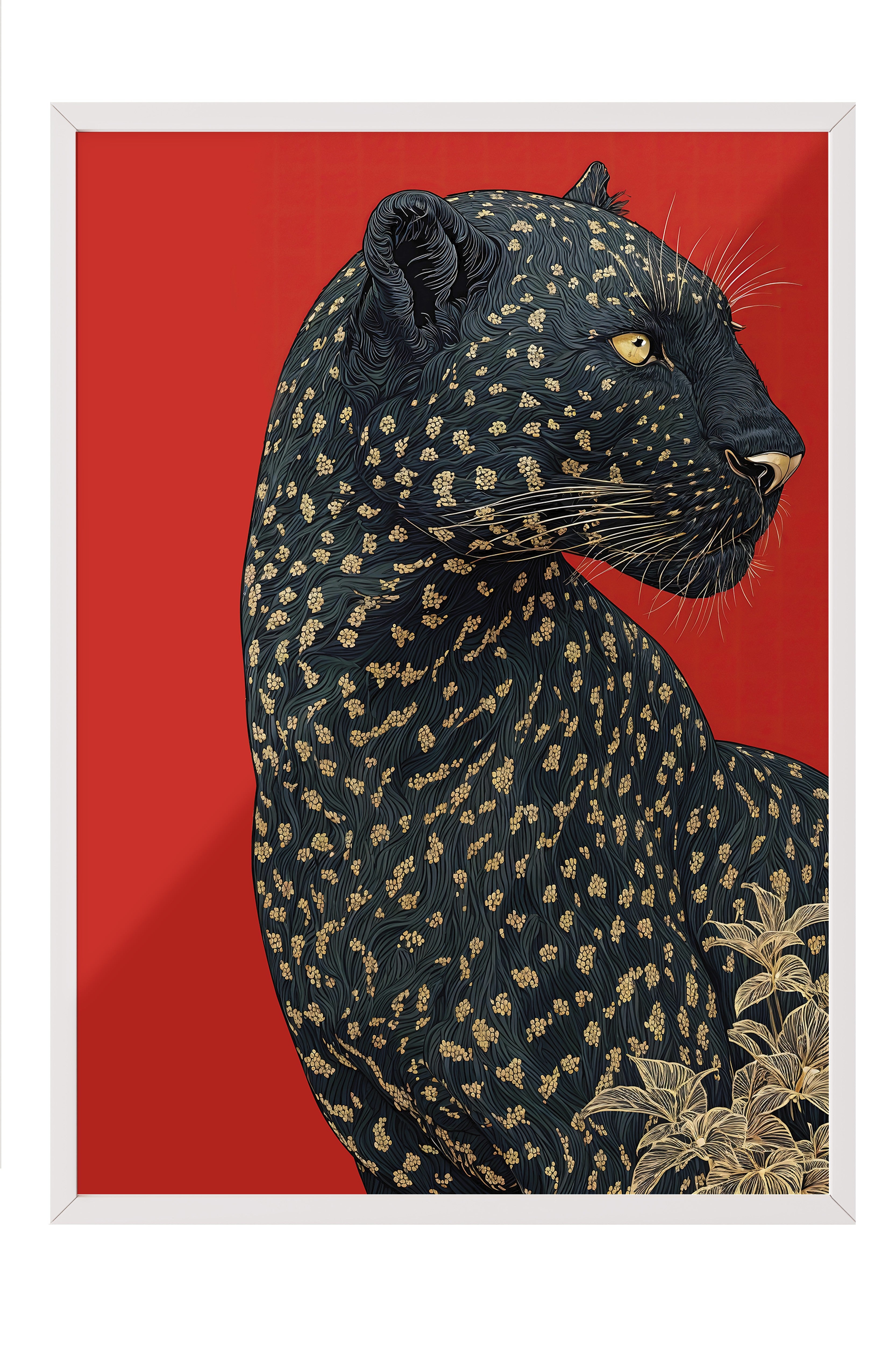 Duvar Tablosu, Beyaz Çerçeveli Tablo ve Poster, Ritüel Serisi, Leopar Tablo, NO:115272